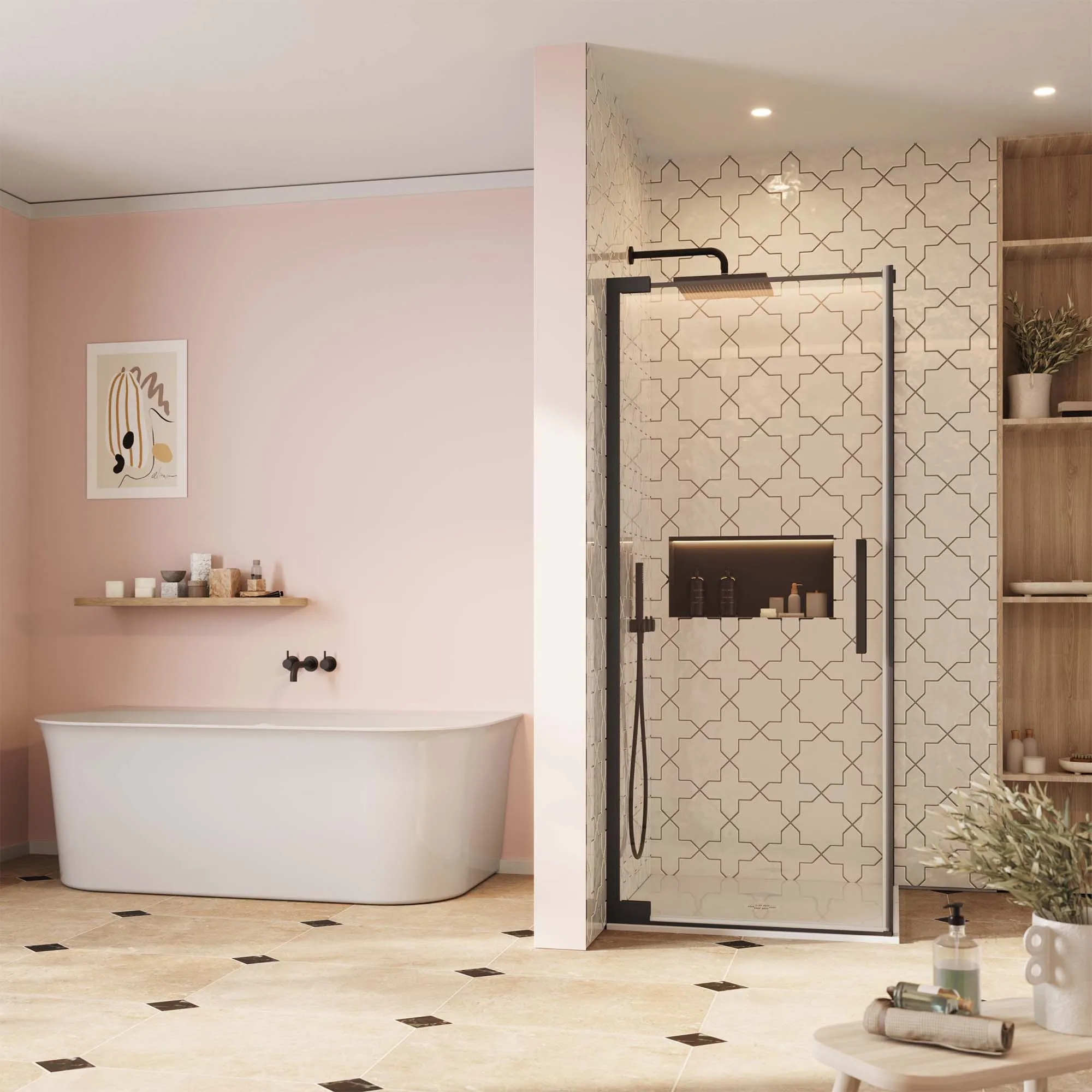 Crosswater Asura Hinged Shower Door & Side Panel - Matt Back