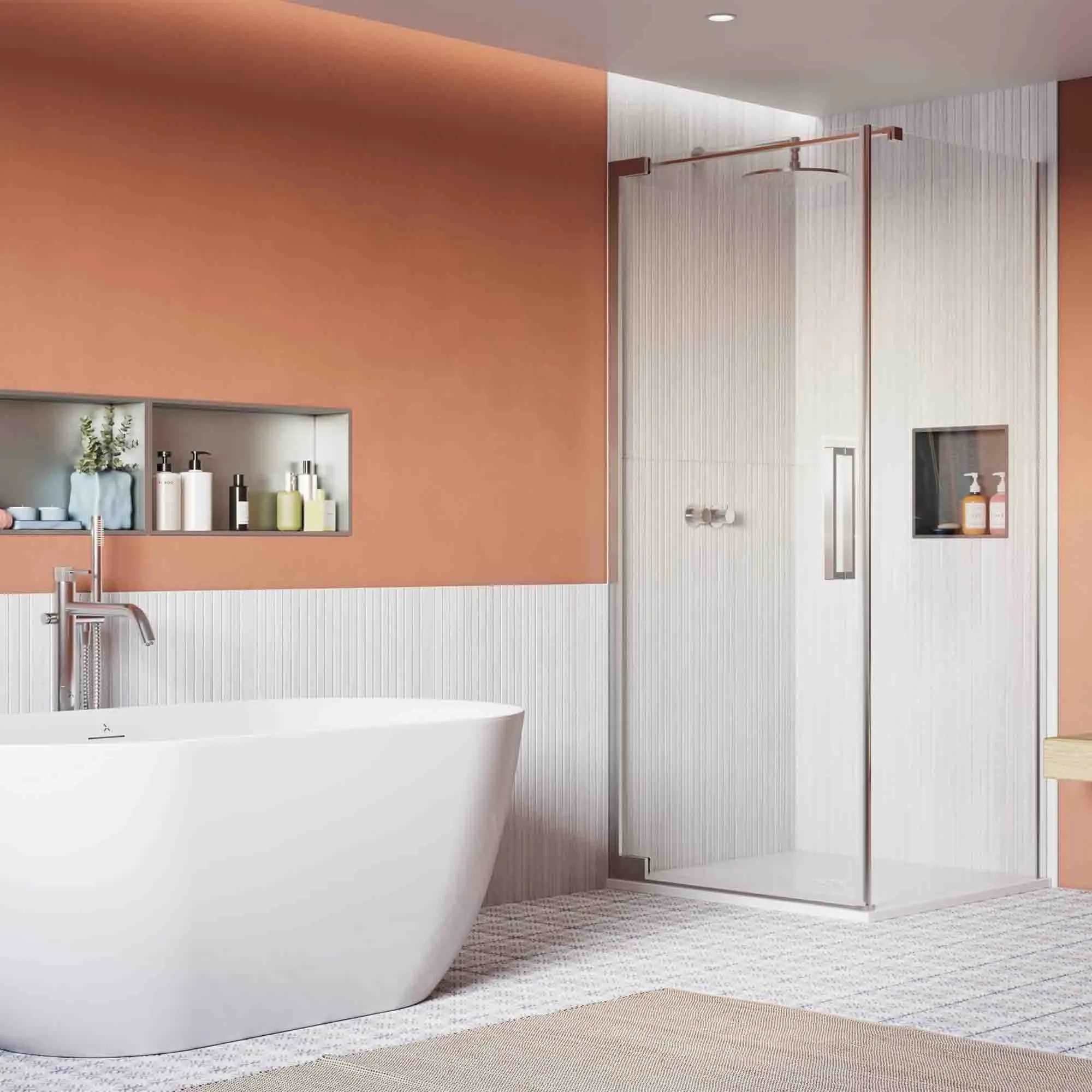 Crosswater Asura Hinged Shower Door & Side Panel - Polished Stainless Steel