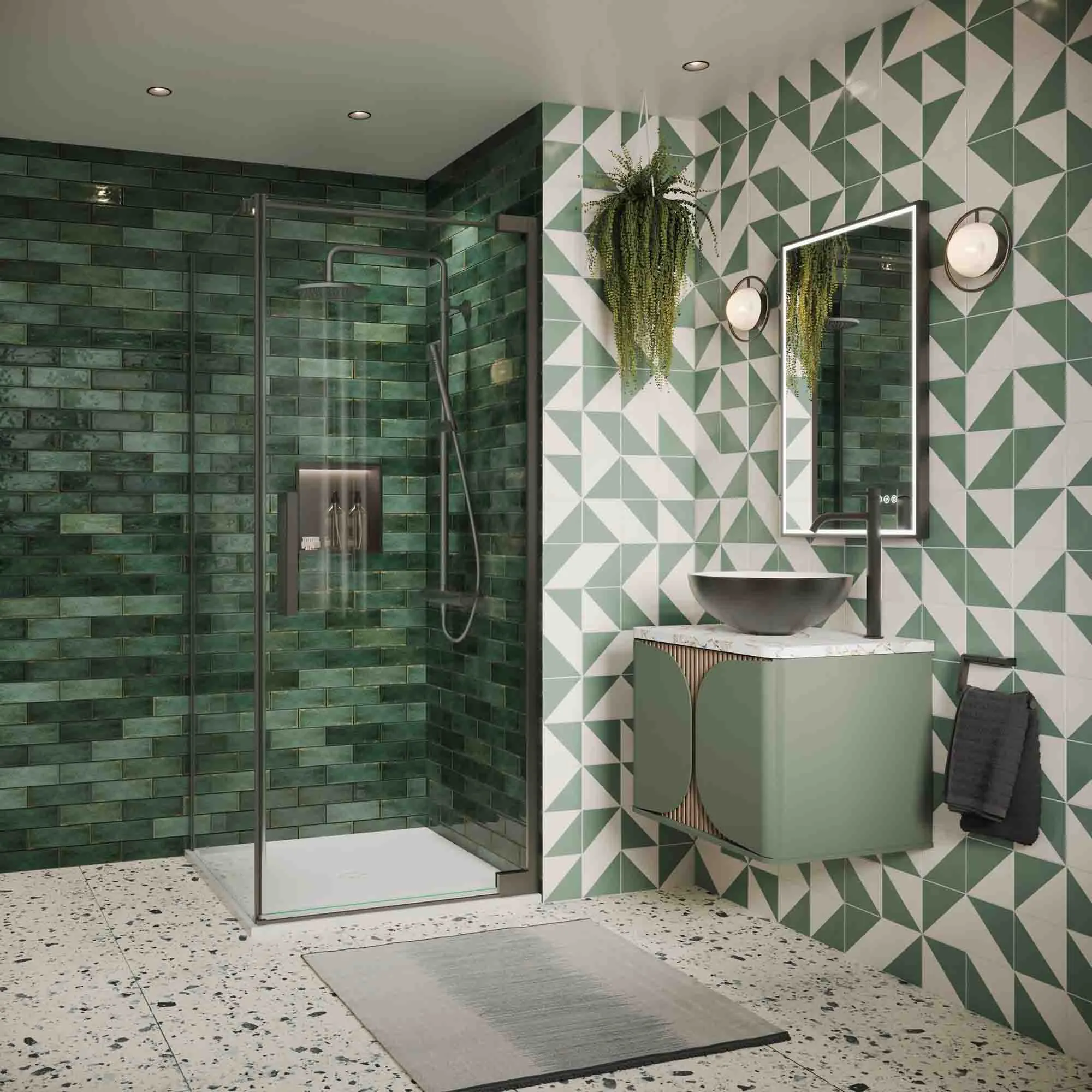 Crosswater Asura Hinged Shower Door & Side Panel - Slate