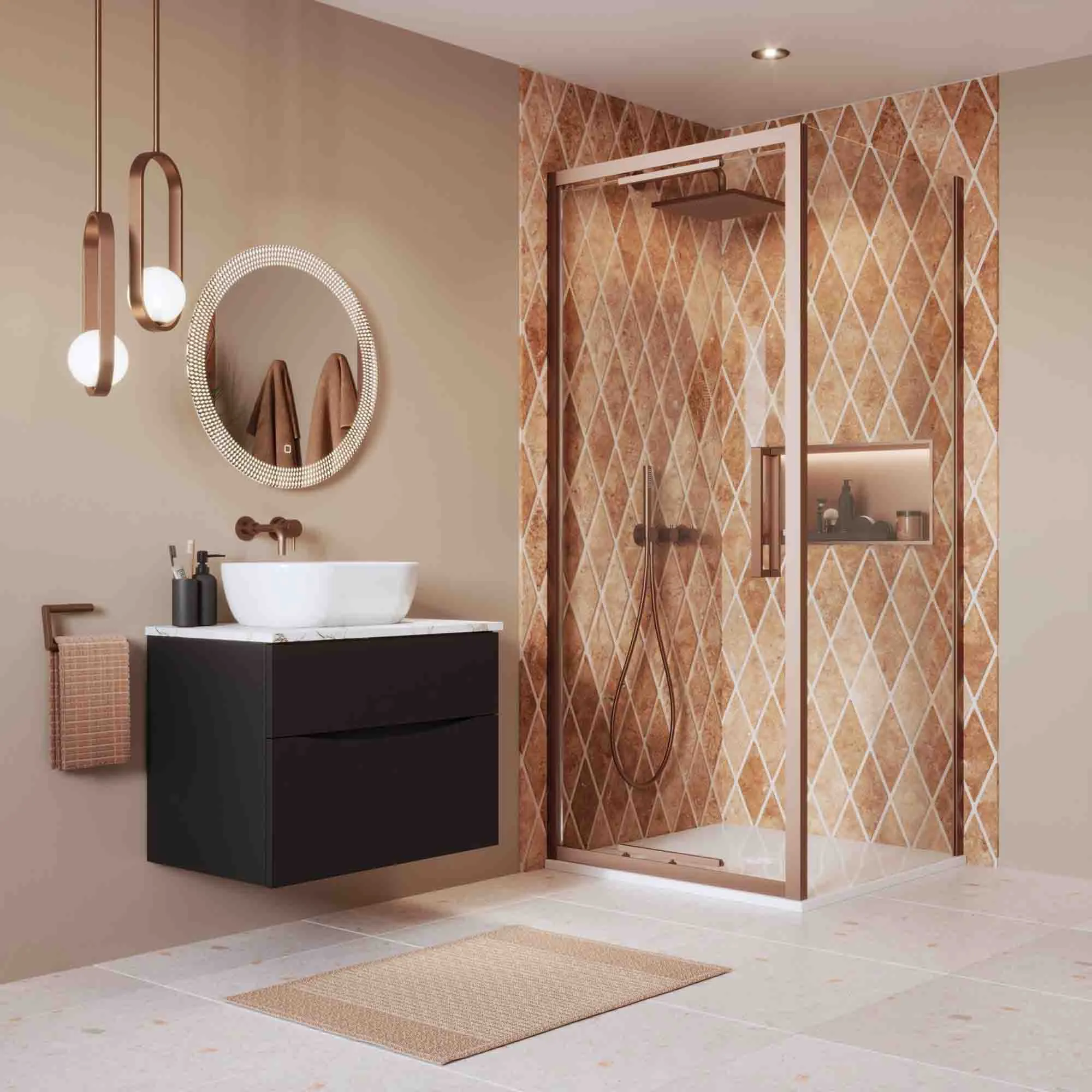 Crosswater Asura Infold Shower Door & Side Panel - Brushed Bronze