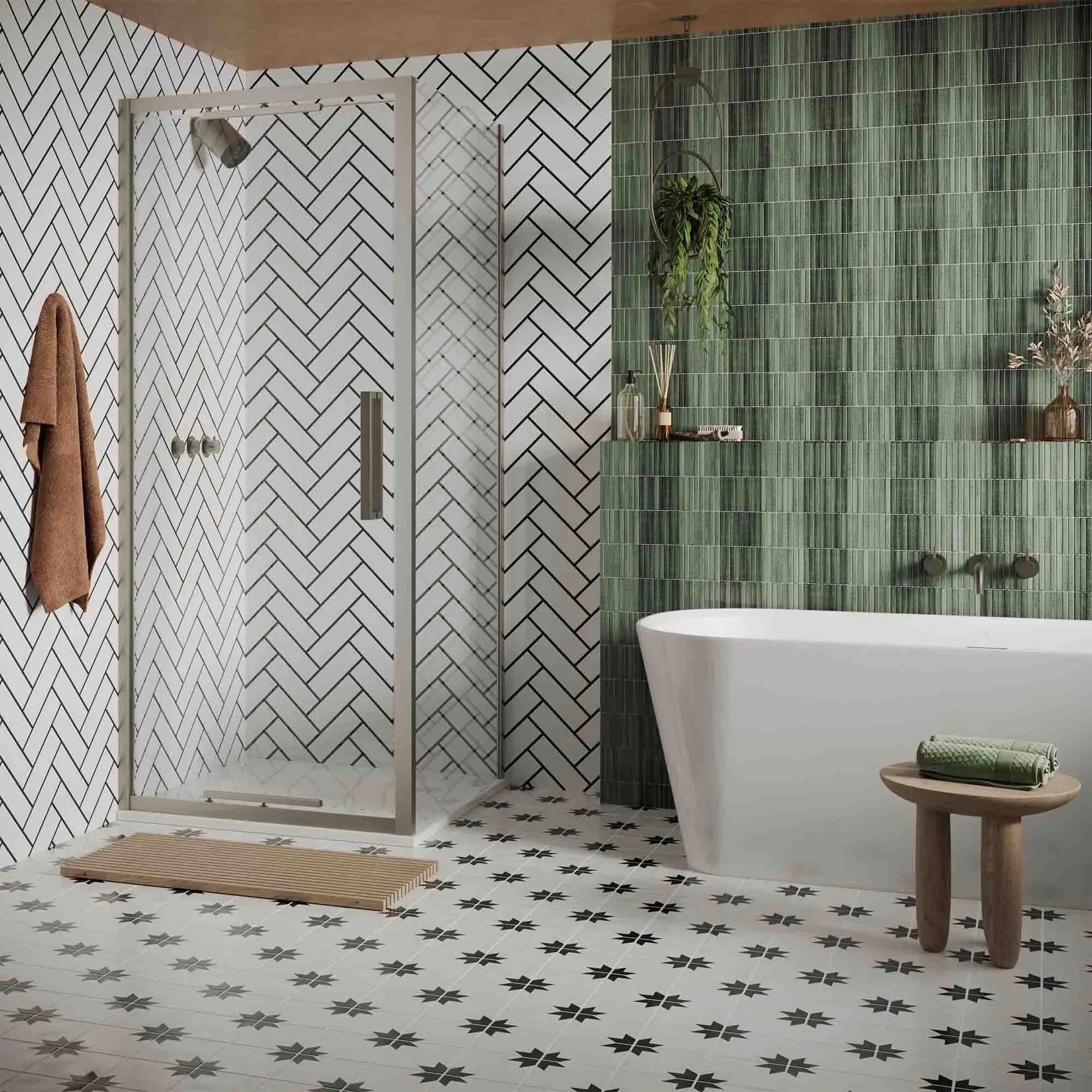 Crosswater Asura Infold Shower Door & Side Panel - Brushed Stainless Steel