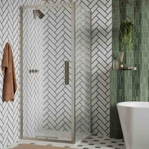 Crosswater Asura Infold Shower Door & Side Panel - Brushed Stainless Steel