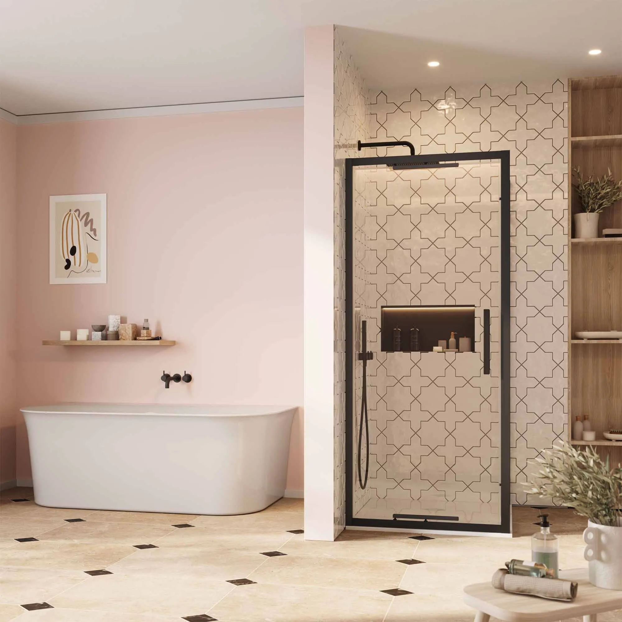 Crosswater Asura Infold Shower Door & Side Panel - Matt Black