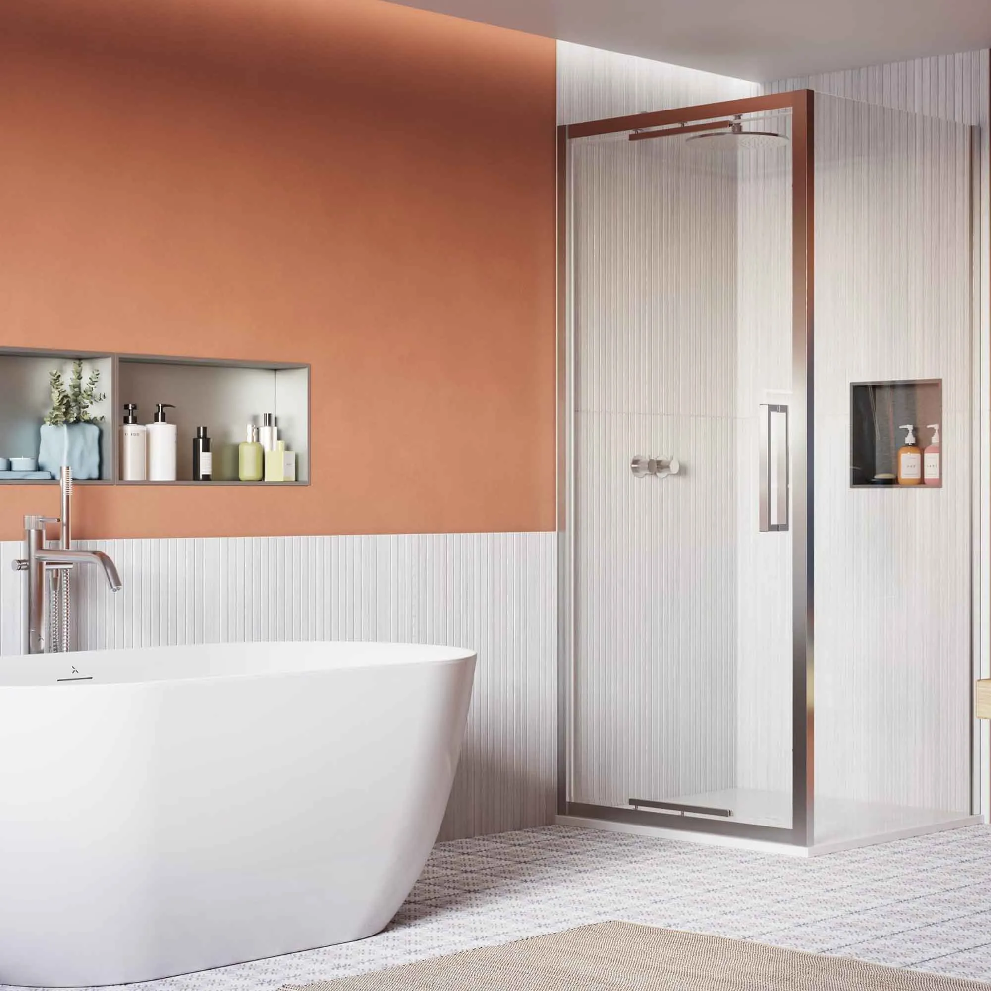 Crosswater Asura Infold Shower Door & Side Panel - Polished Stainless Steel