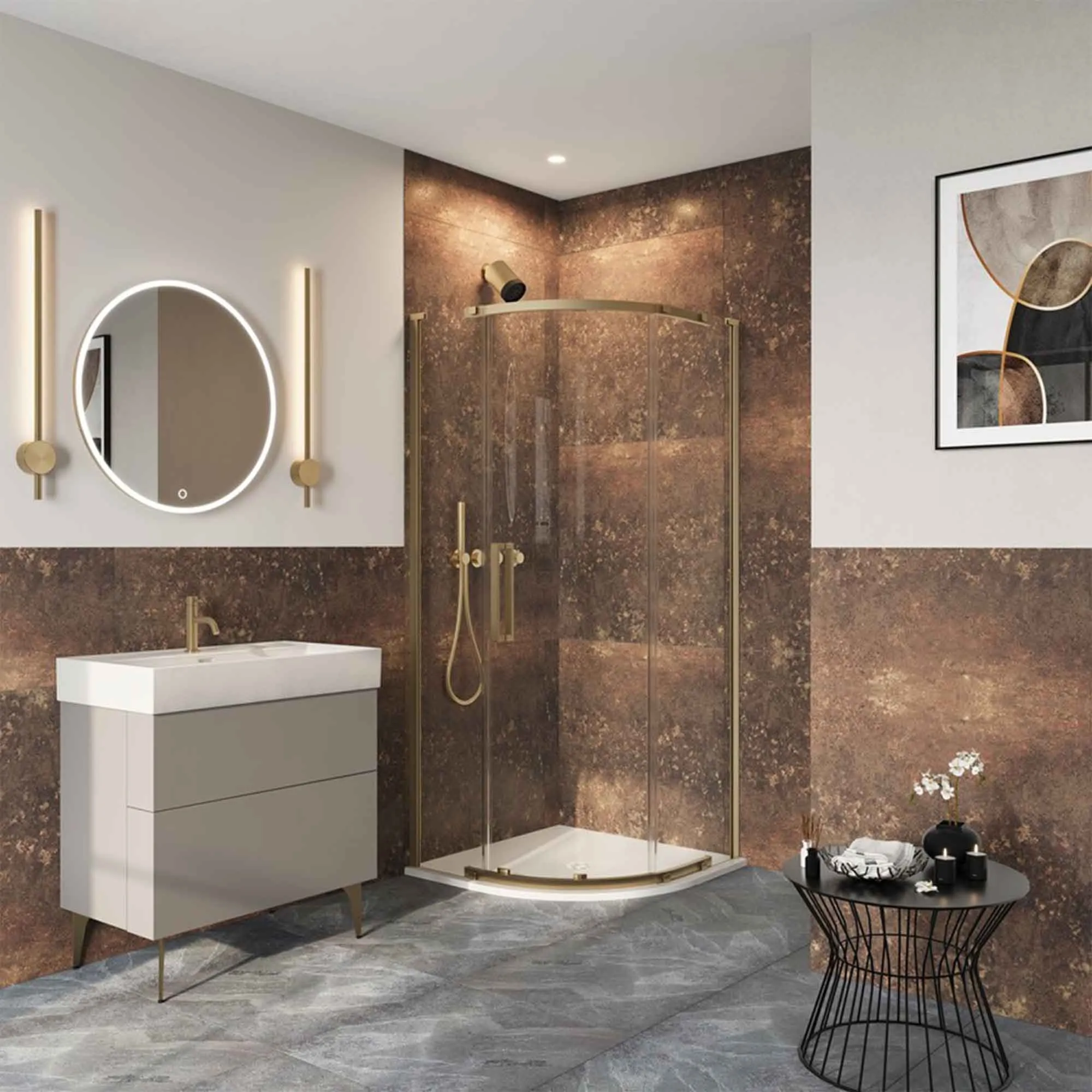 Crosswater Asura Quadrant Shower Door - Brushed Brass