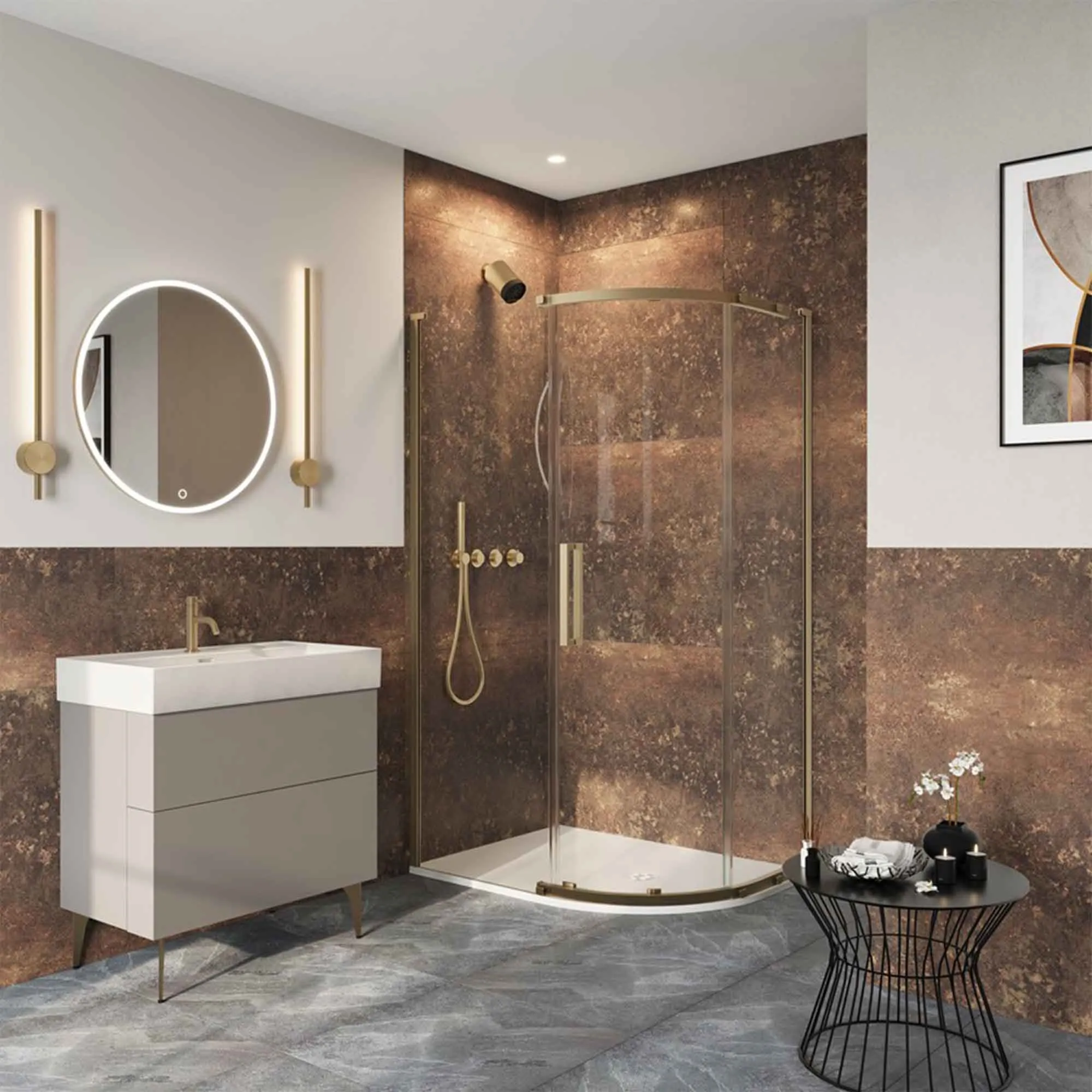 Crosswater Asura Quadrant Shower Door - Brushed Brass
