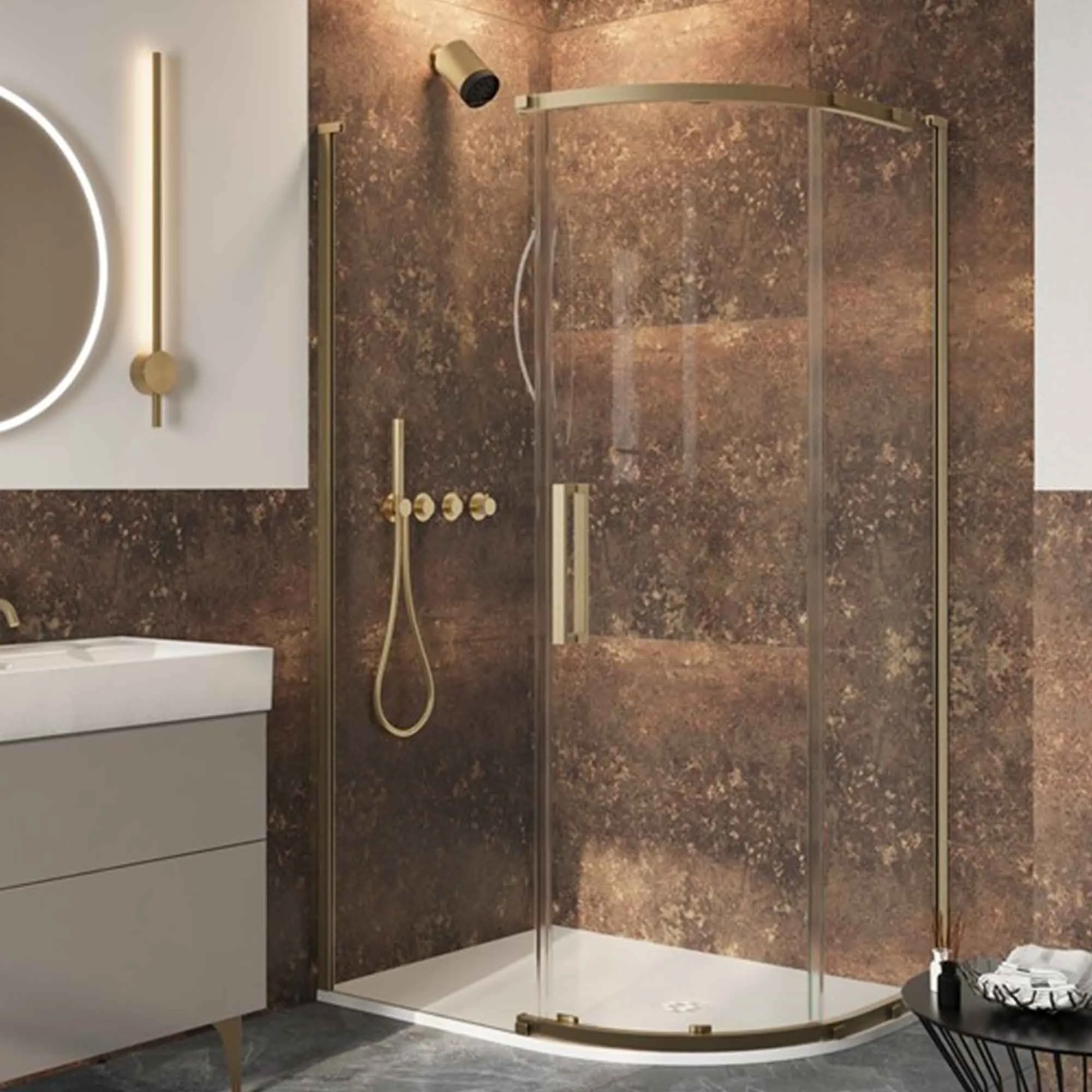 Crosswater Asura Quadrant Shower Door - Brushed Brass