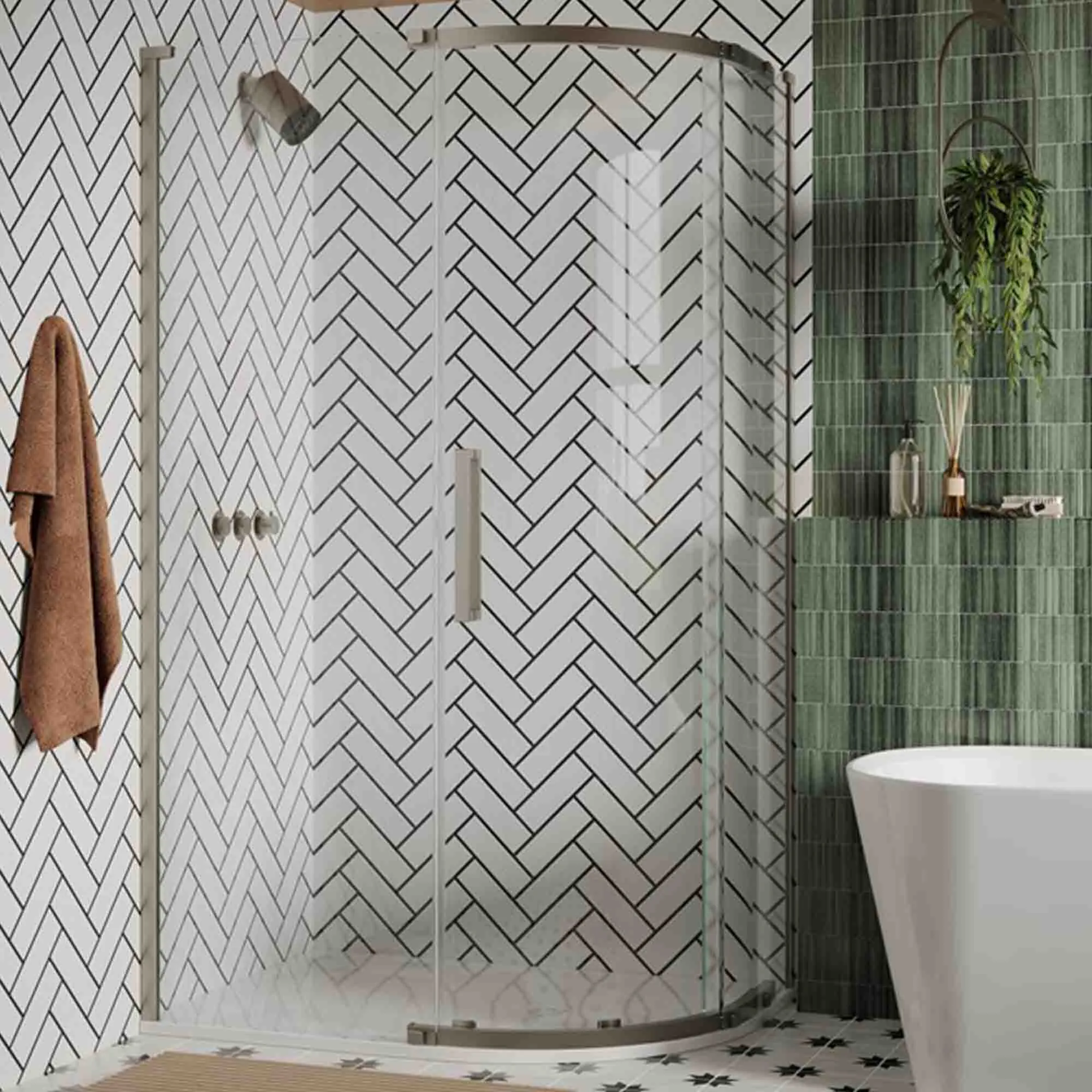Crosswater Asura Quadrant Shower Door - Brushed Stainless Steel