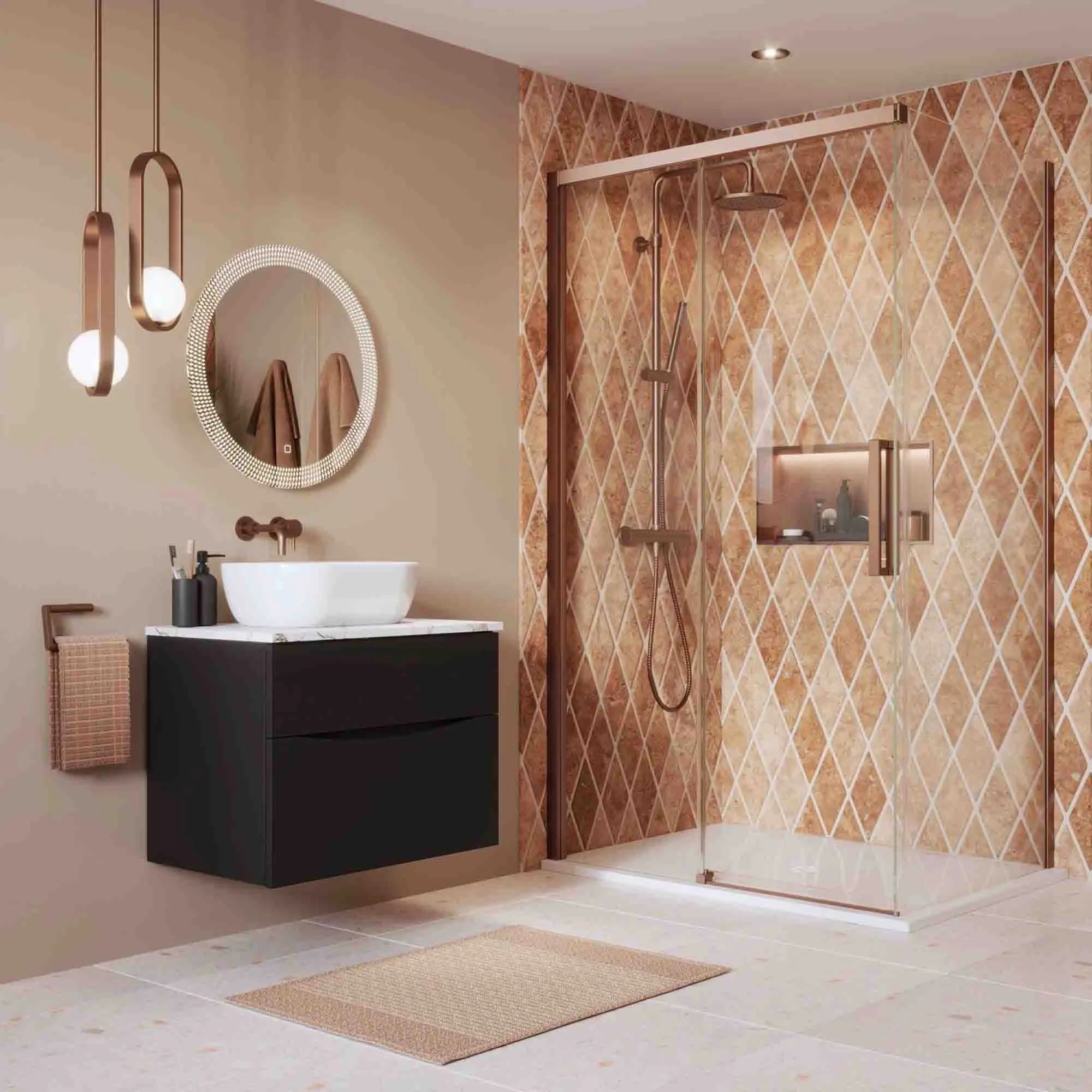 Crosswater Asura Sliding Shower Door & Side Panel - Brushed Bronze