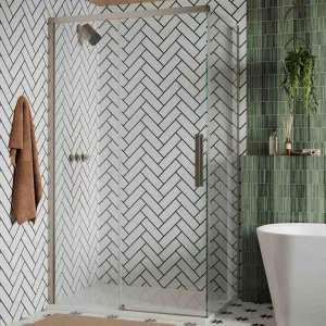 Crosswater Asura Sliding Shower Door & Side Panel - Brushed Stainless Steel