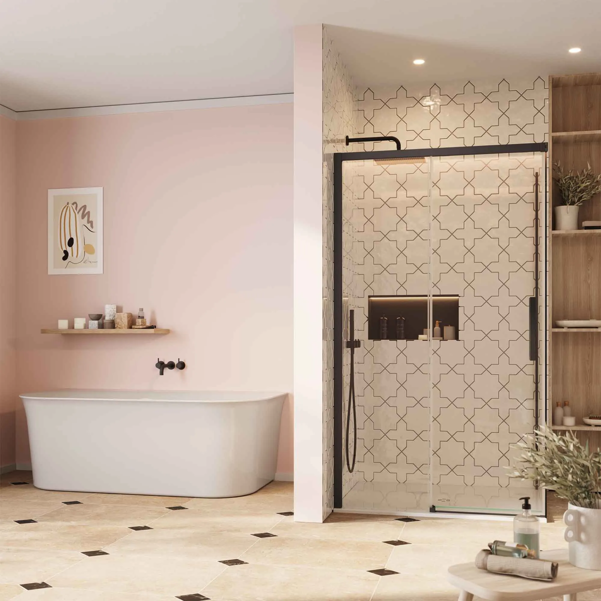 Crosswater Asura Sliding Shower Door & Side Panel - Matt Black