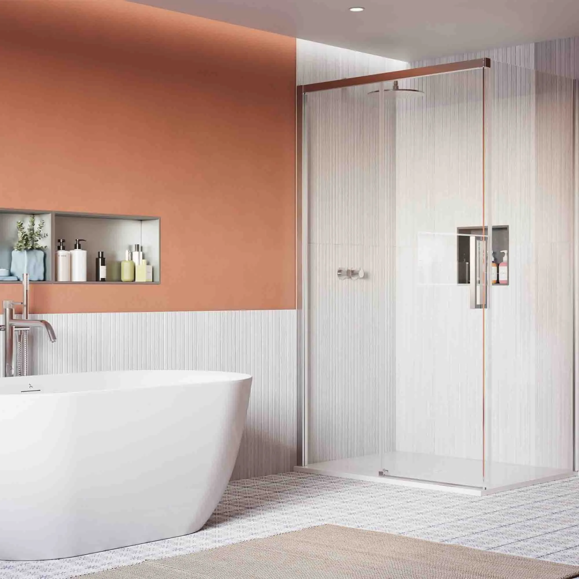 Crosswater Asura Sliding Shower Door & Side Panel - Polished Stainless Steel