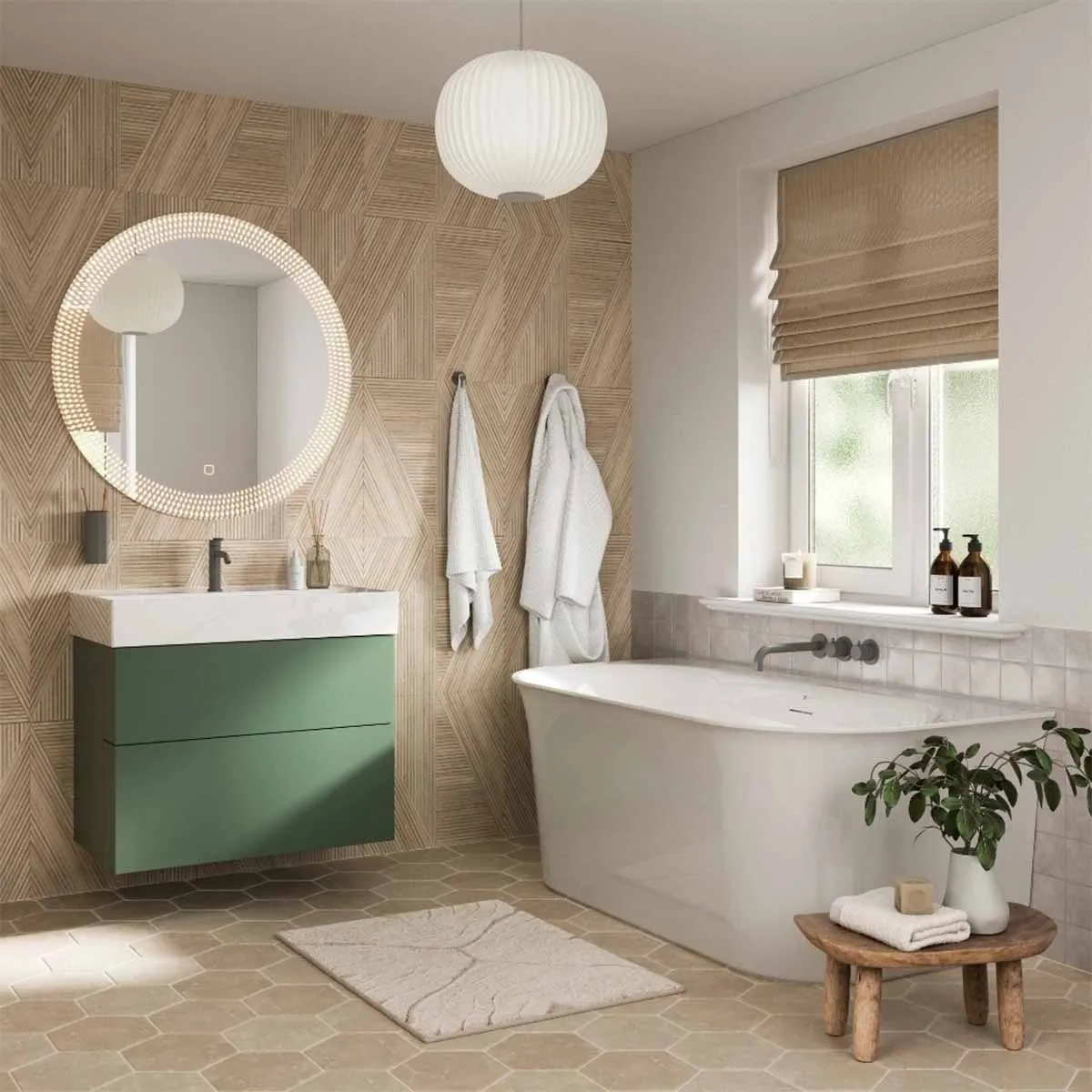 Crosswater Avenue Wall Mounted Vanity Unit With Basin - Sage Green