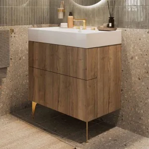 Crosswater Avenue Wall Mounted Vanity Unit With Basin - Windsor Oak