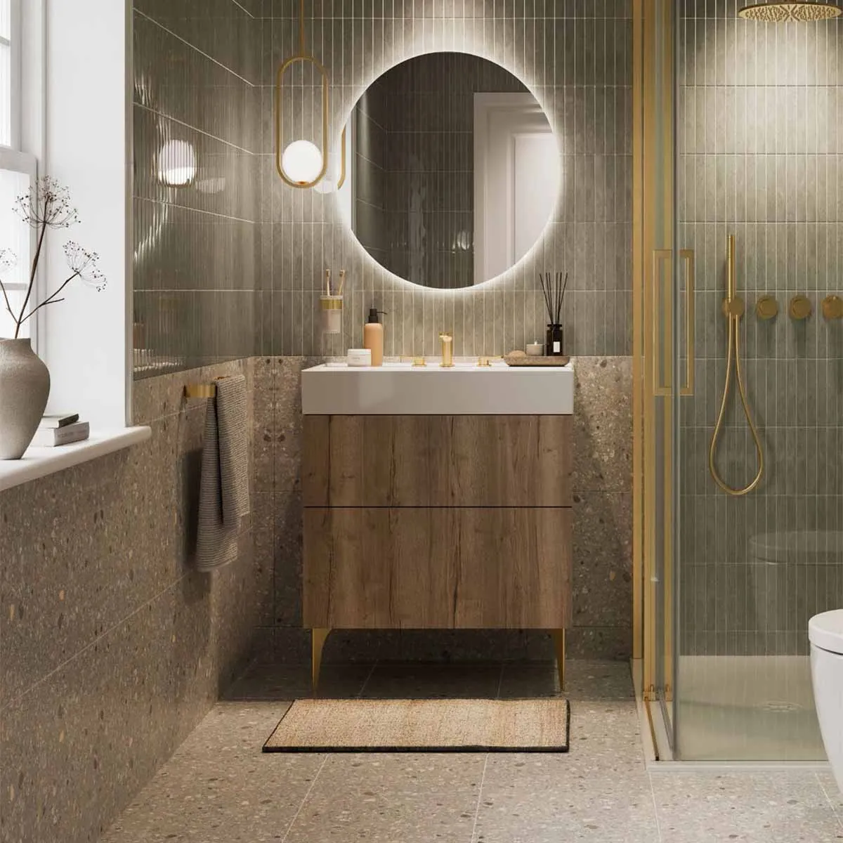 Crosswater Avenue Wall Mounted Vanity Unit With Basin - Windsor Oak