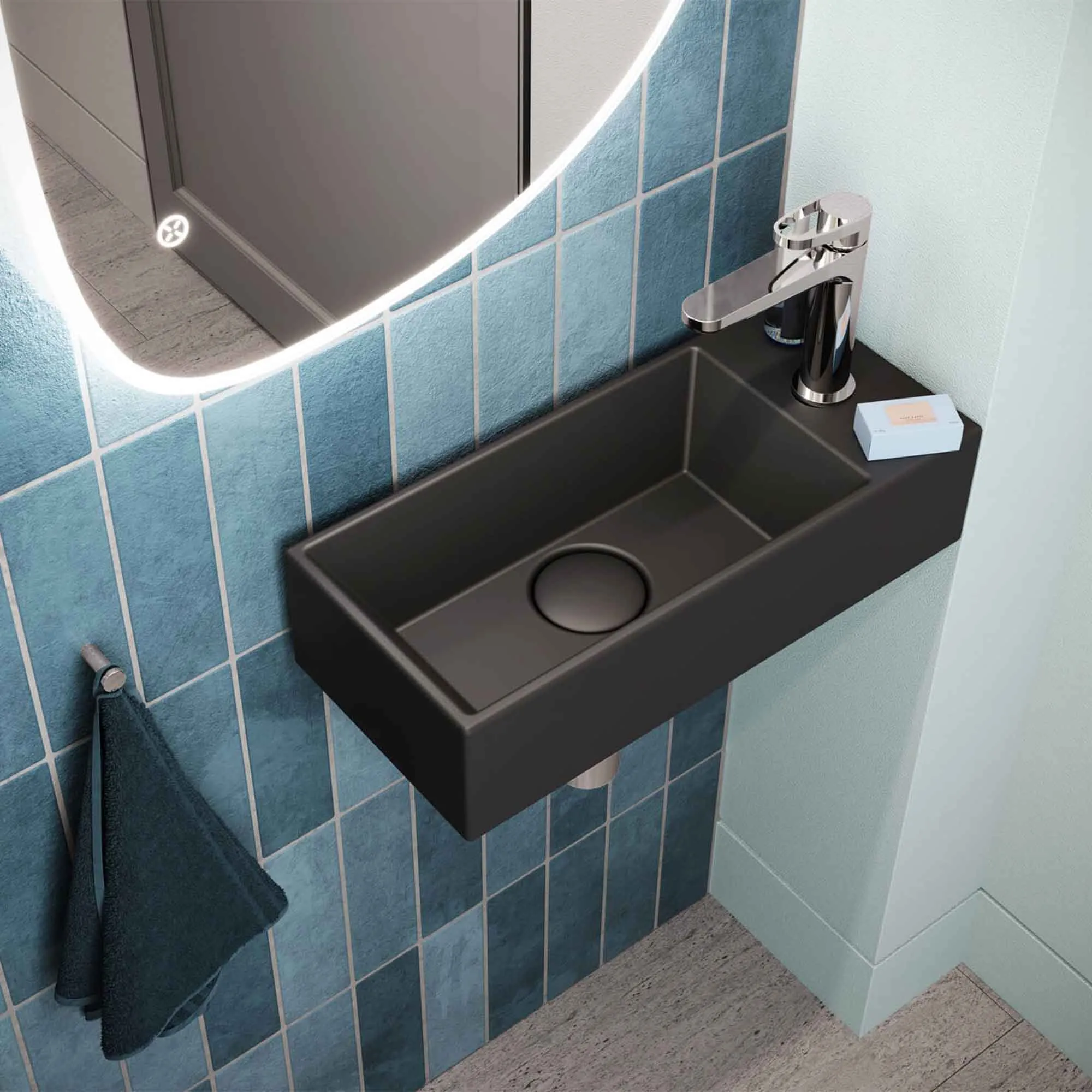 Crosswater Beck Cloakroom Washbasin - Matt Black