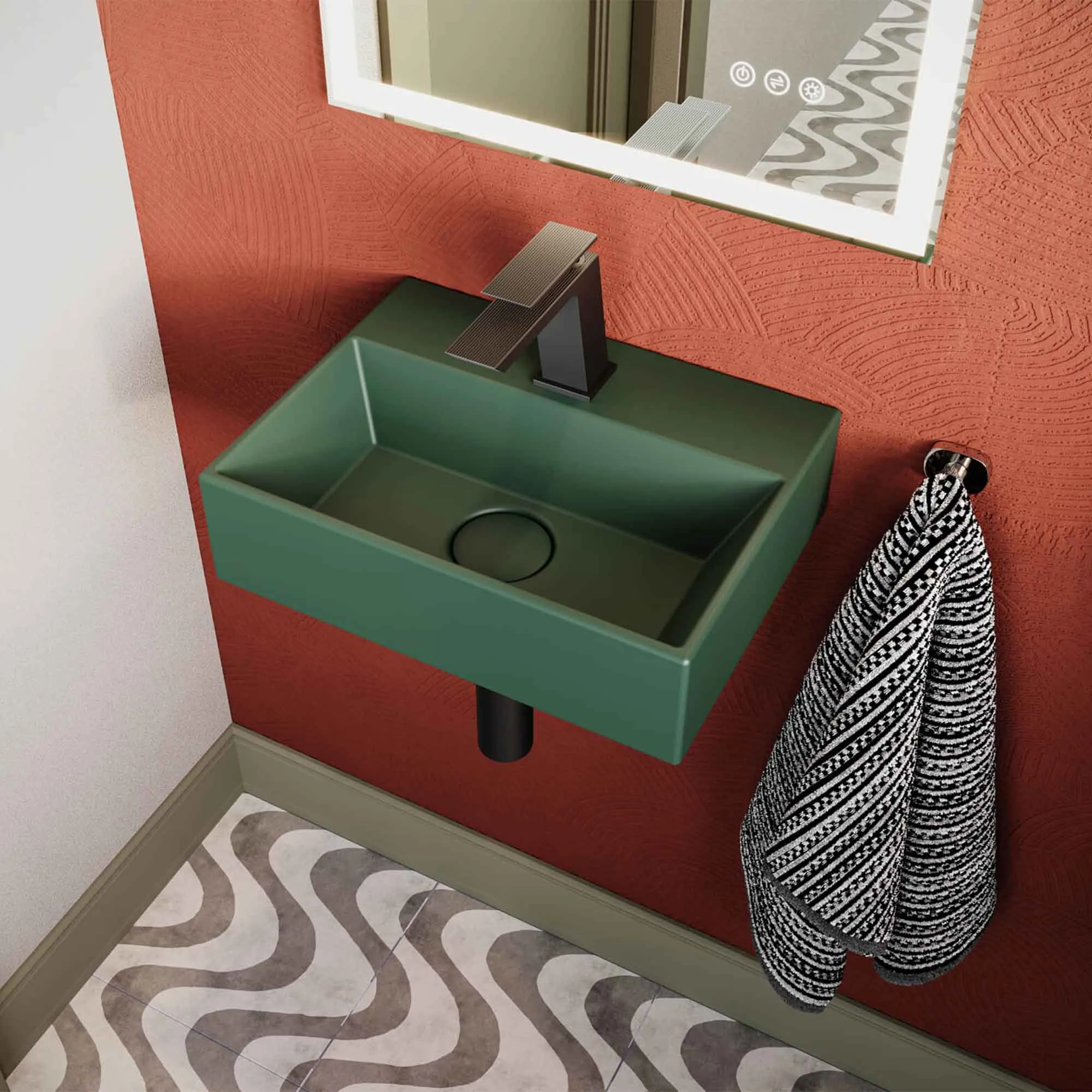 Crosswater Beck Cloakroom Washbasin - Matt Green