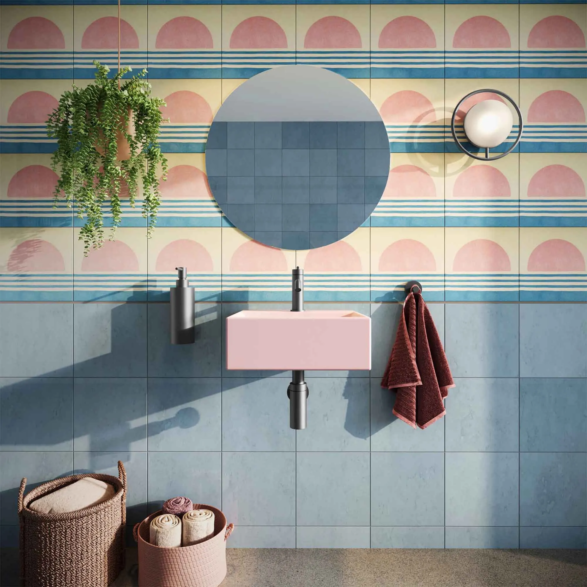 Crosswater Beck Cloakroom Washbasin - Matt Pink