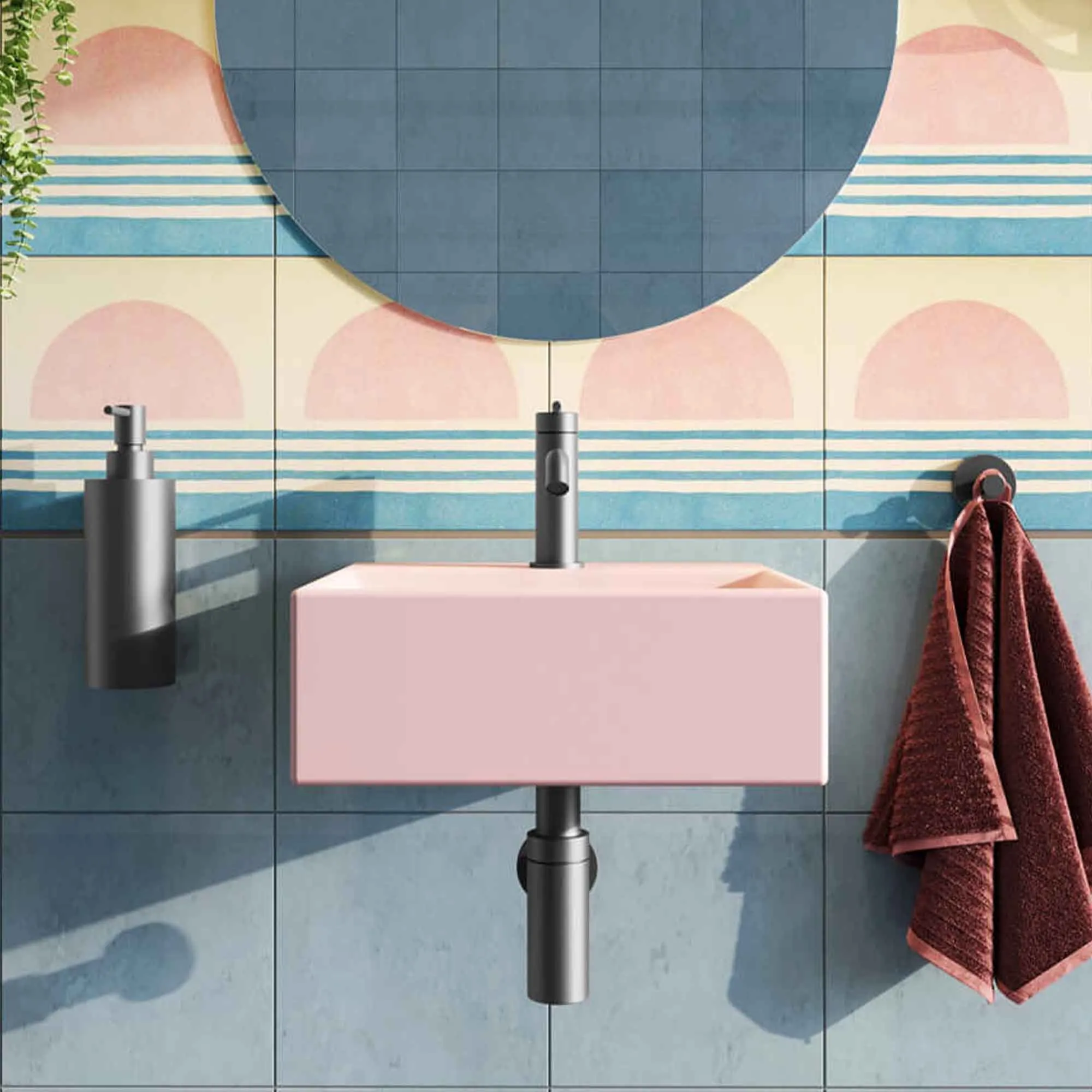Crosswater Beck Cloakroom Washbasin - Matt Pink