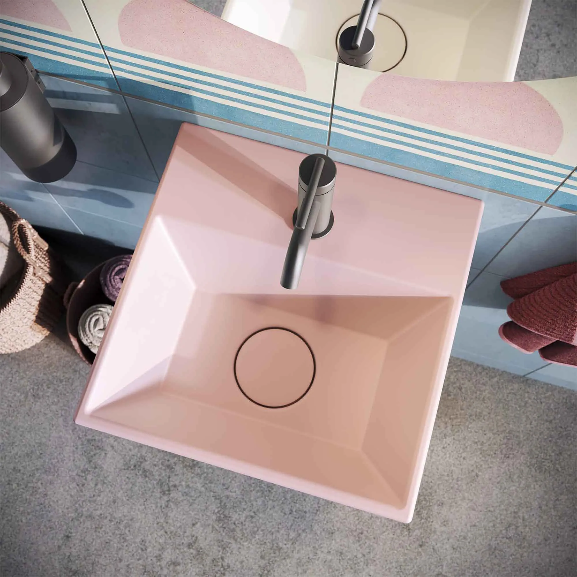 Crosswater Beck Cloakroom Washbasin - Matt Pink