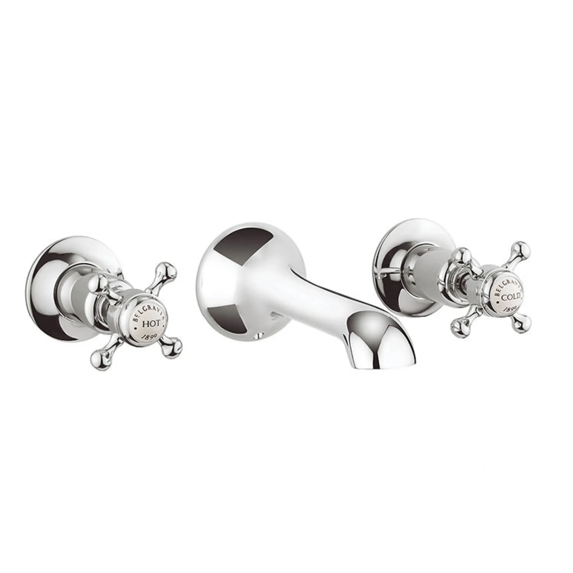 Crosswater Belgravia Crosshead 3 Tap Hole Wall Mounted Basin Mixer Set