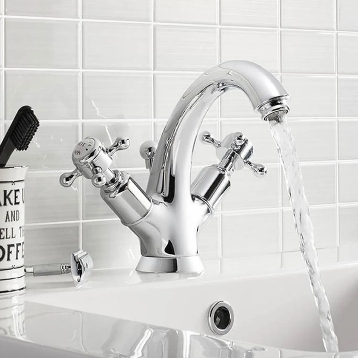 Crosswater Belgravia Crosshead Highneck Basin Mixer With Pop Up Waste