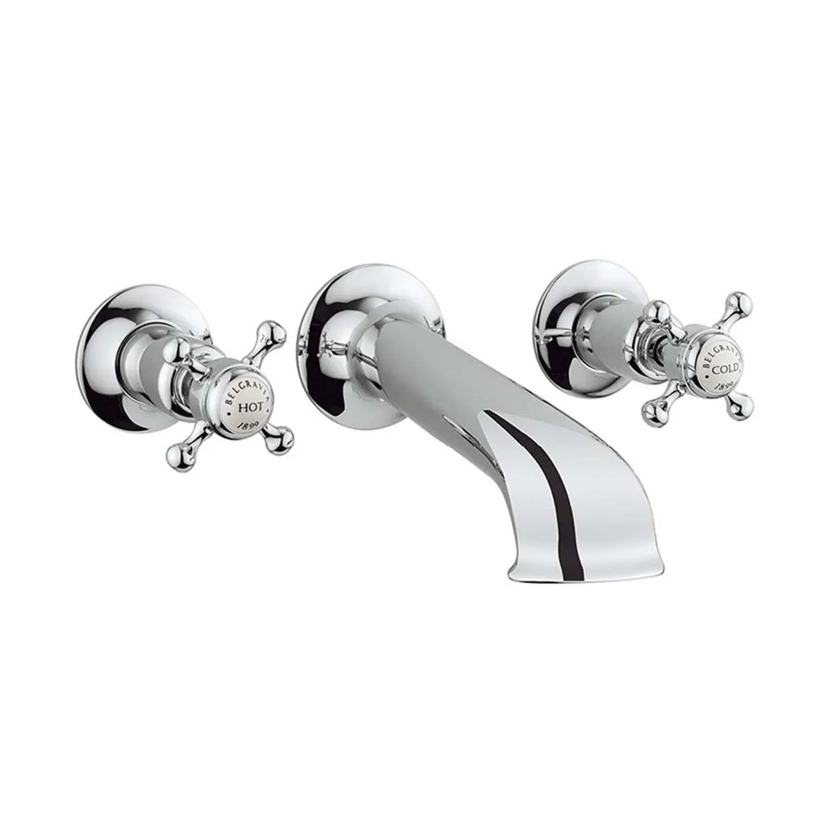 Crosswater Belgravia Crosshead Wall Mounted Bath Spout with Hot and Cold Taps