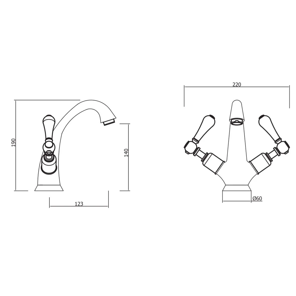 Crosswater Belgravia Highneck Lever Basin Mono Mixer With Pop Up Waste - Chrome