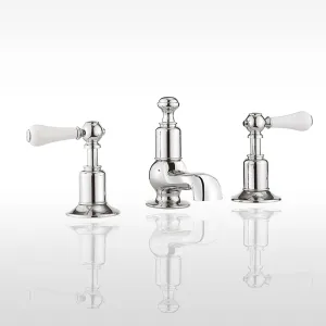 Crosswater Belgravia Lever 3 Tap Hole Basin Mixer Set With Pop Up Waste - Chrome