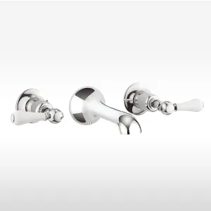Crosswater Belgravia Lever  3 Tap Hole Wall Mounted Basin Mixer Set