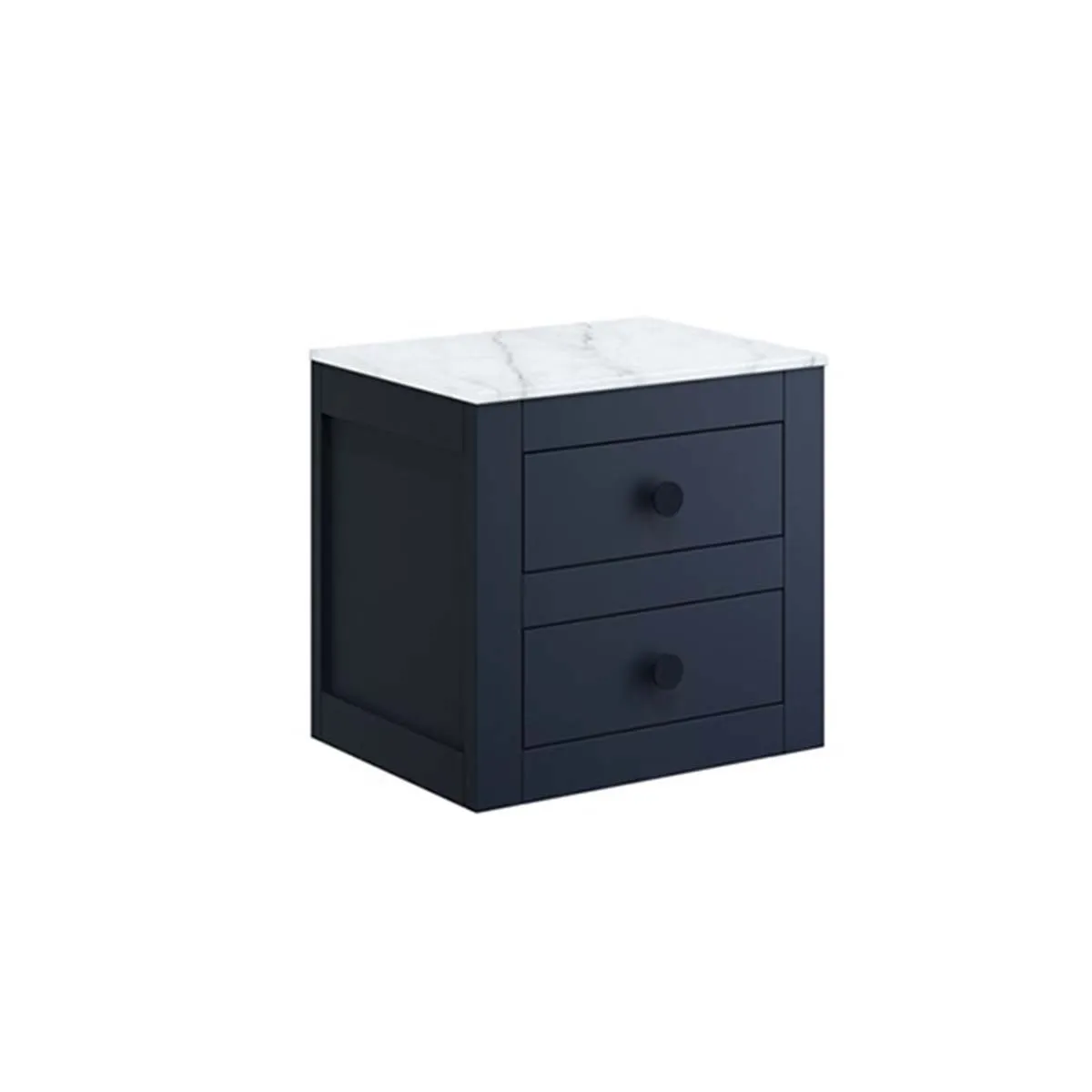 Crosswater Canvass Wall Mounted 2-Drawer Vanity Unit With Carrara Worktop - Deep Indigo Blue