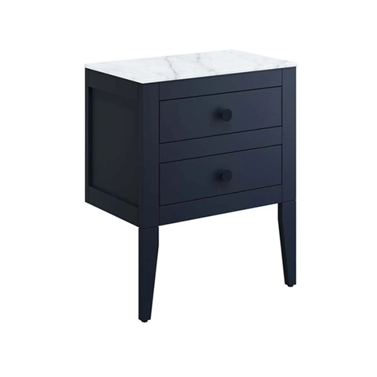 Crosswater Canvass Wall Mounted 2-Drawer Vanity Unit With Carrara Worktop - Deep Indigo Blue