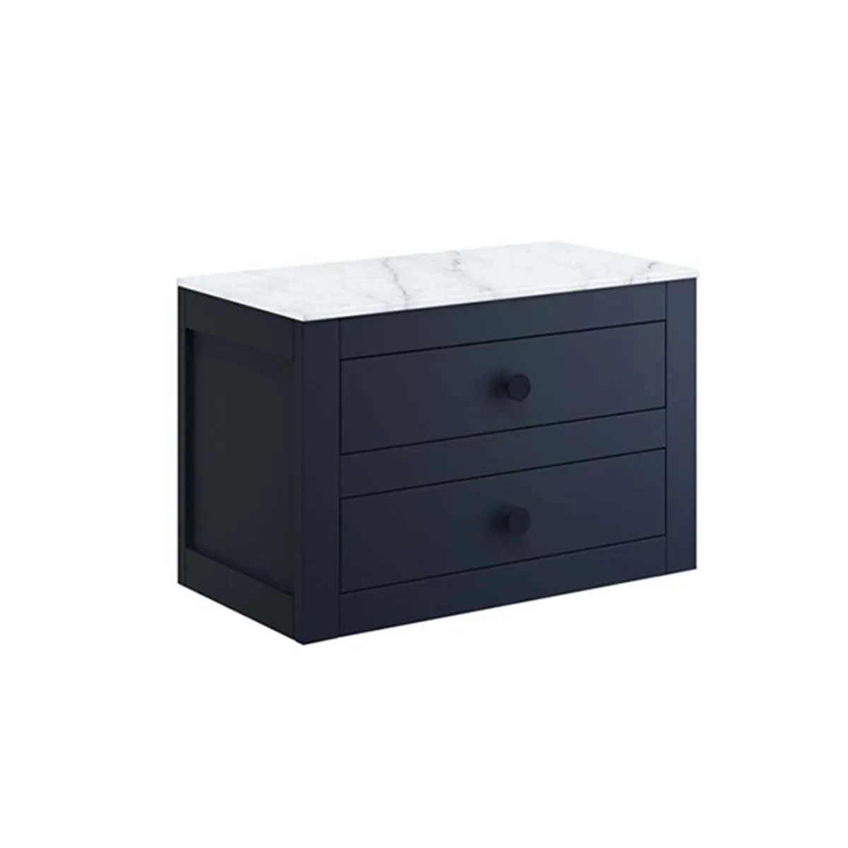Crosswater Canvass Wall Mounted 2-Drawer Vanity Unit With Carrara Worktop - Deep Indigo Blue