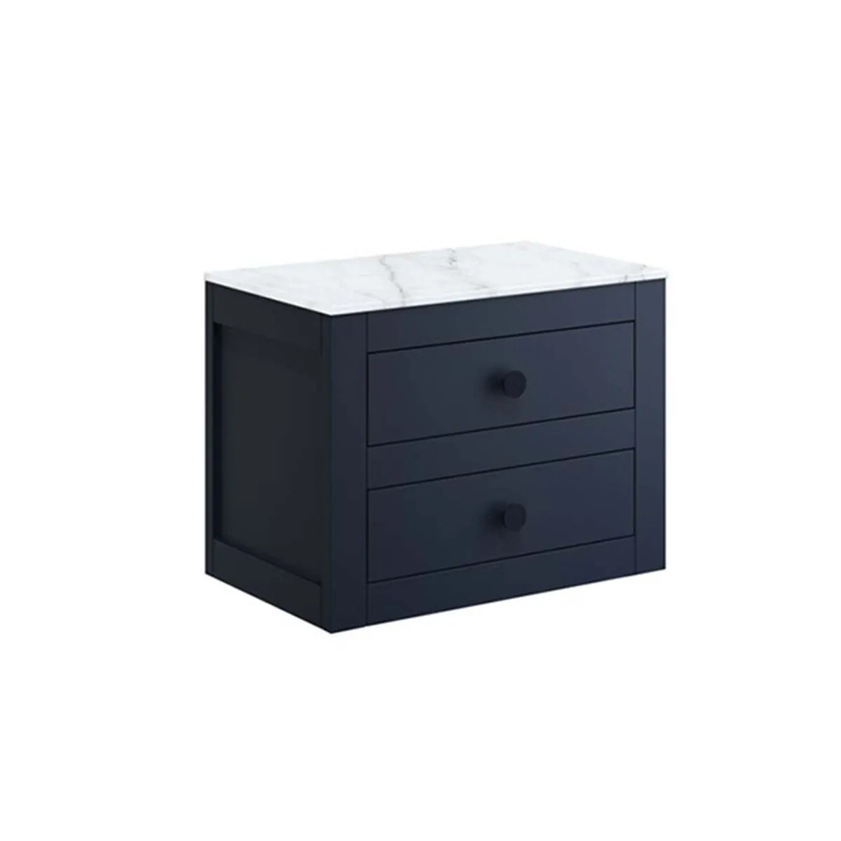Crosswater Canvass Wall Mounted 2-Drawer Vanity Unit With Carrara Worktop - Deep Indigo Blue