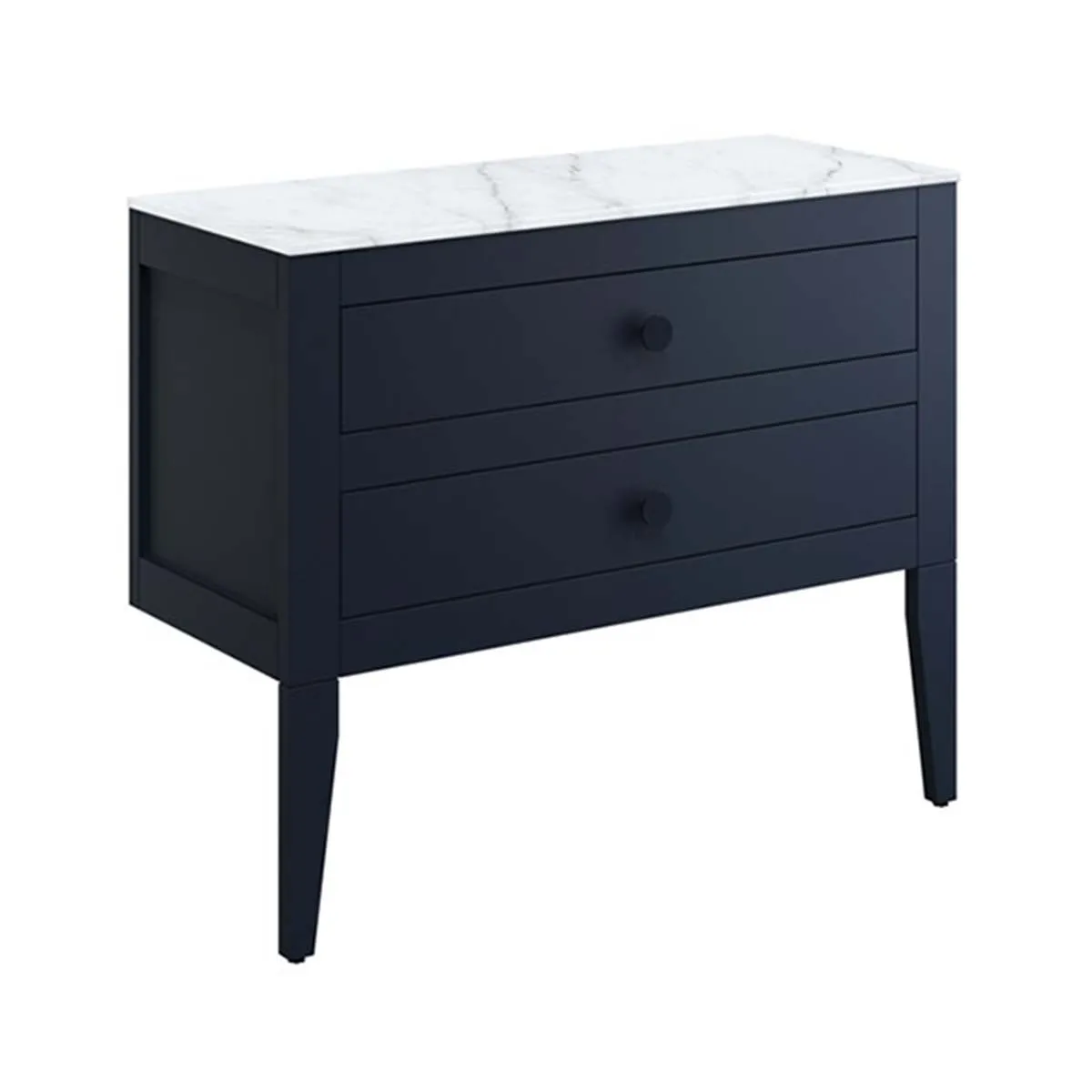 Crosswater Canvass Wall Mounted 2-Drawer Vanity Unit With Carrara Worktop - Deep Indigo Blue