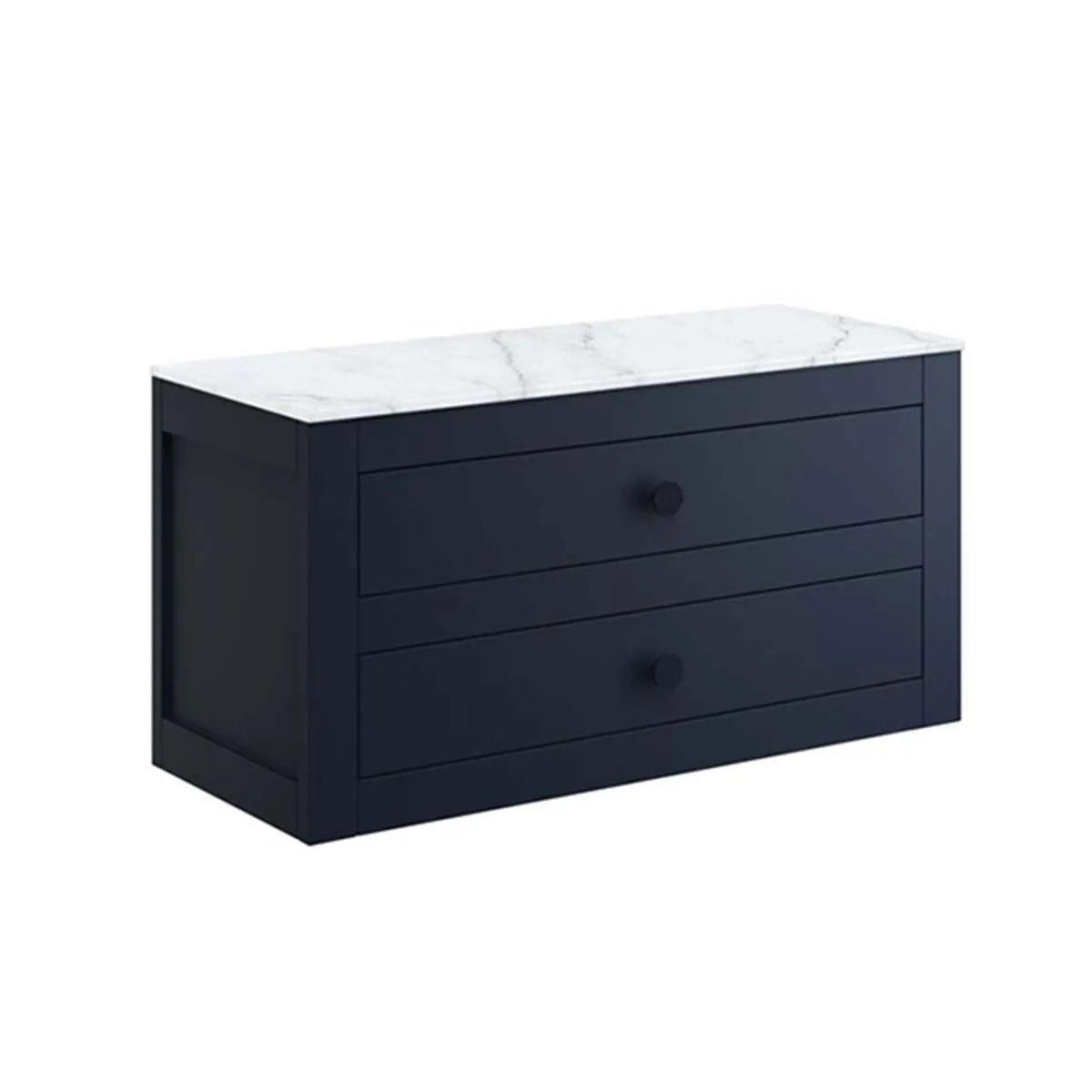Crosswater Canvass Wall Mounted 2-Drawer Vanity Unit With Carrara Worktop - Deep Indigo Blue