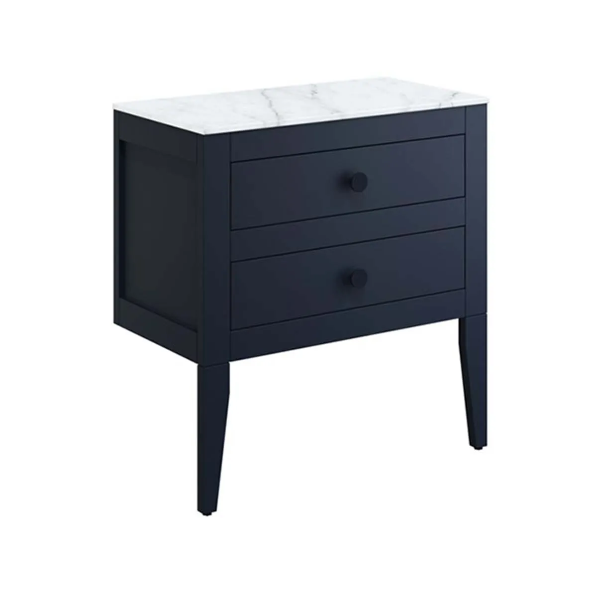 Crosswater Canvass Wall Mounted 2-Drawer Vanity Unit With Carrara Worktop - Deep Indigo Blue