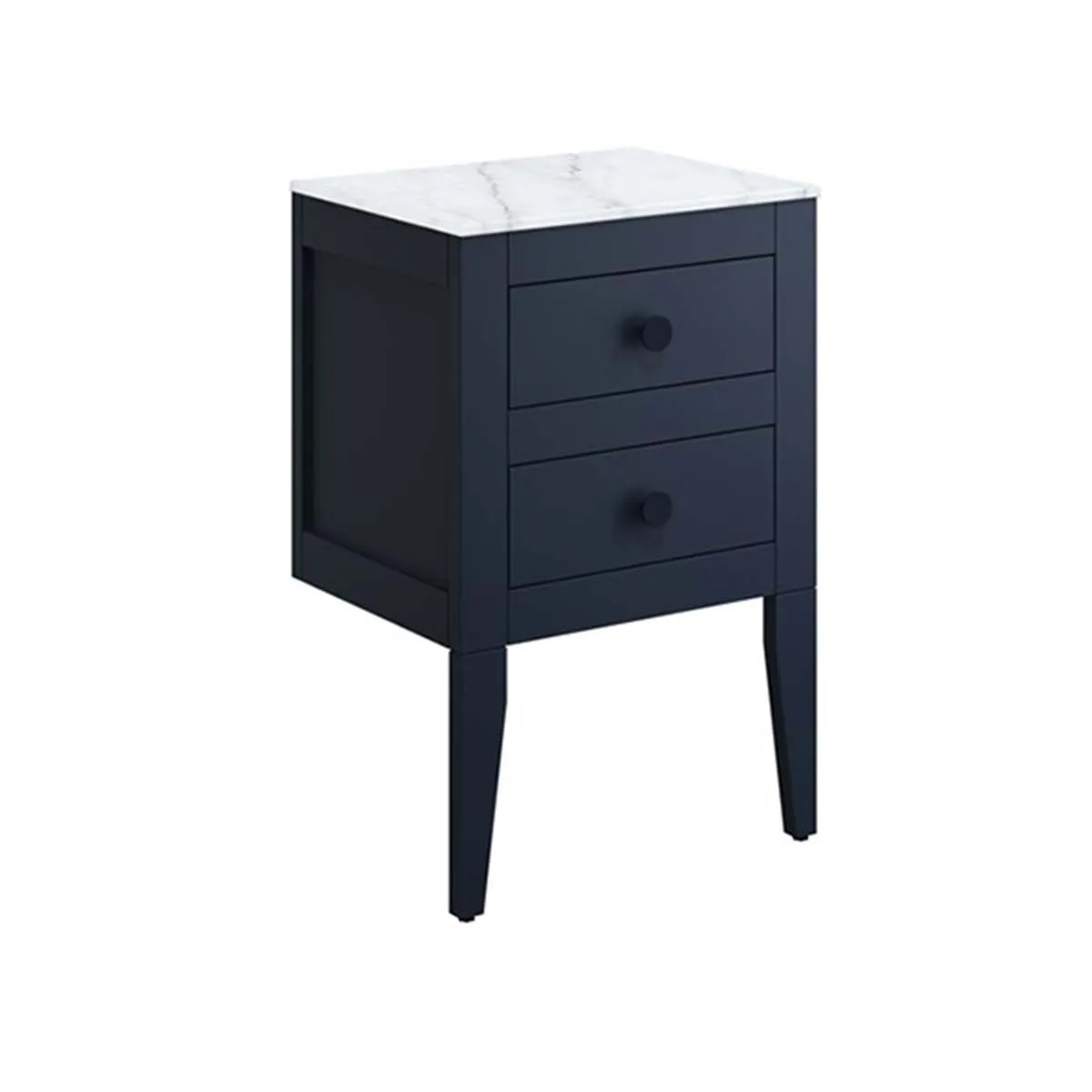 Crosswater Canvass Wall Mounted 2-Drawer Vanity Unit With Carrara Worktop - Deep Indigo Blue