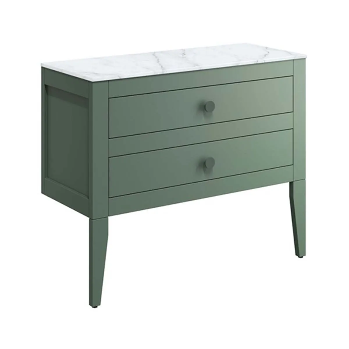 Crosswater Canvass Wall Mounted 2-Drawer Vanity Unit With Carrara Worktop - Sage Green