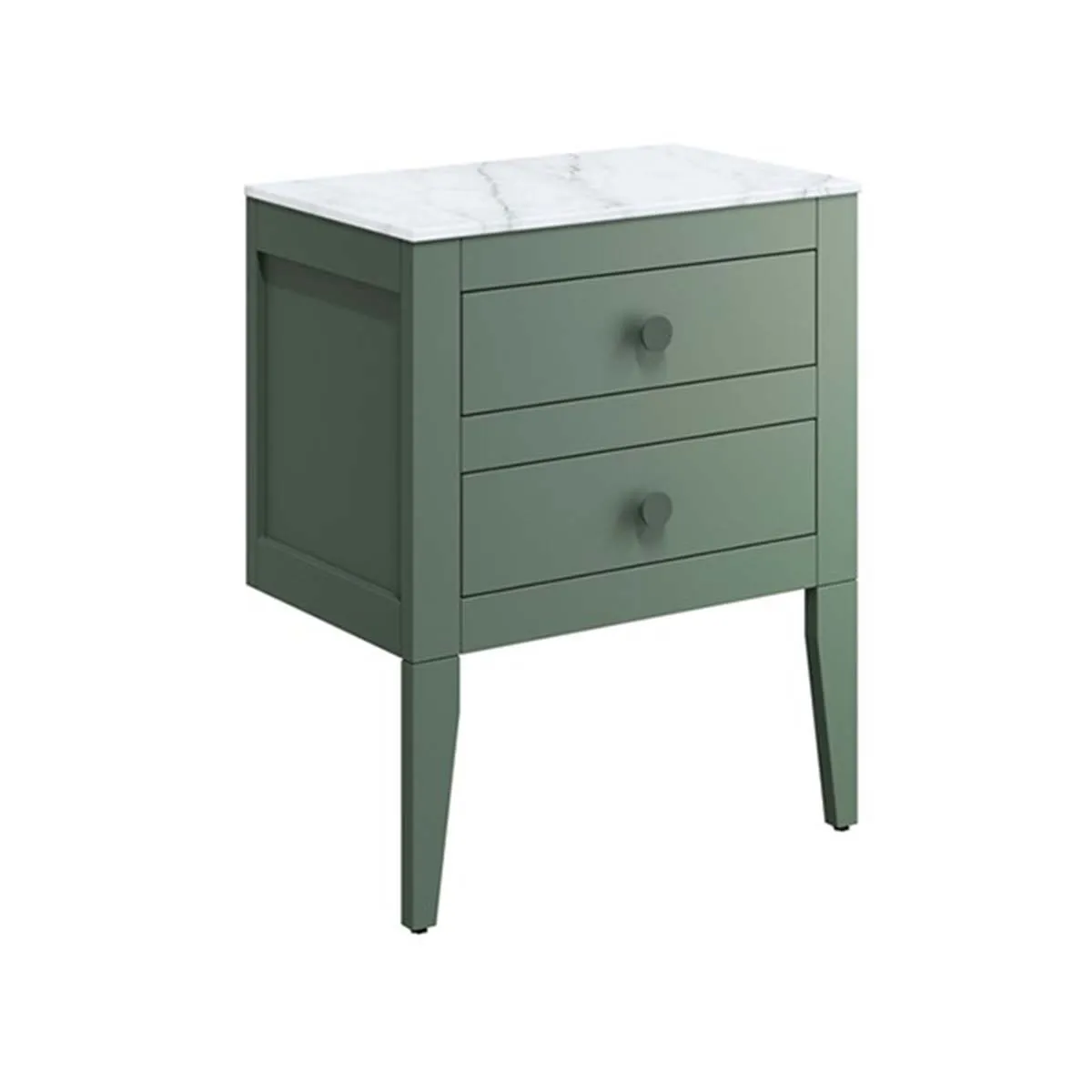 Crosswater Canvass Wall Mounted 2-Drawer Vanity Unit With Carrara Worktop - Sage Green