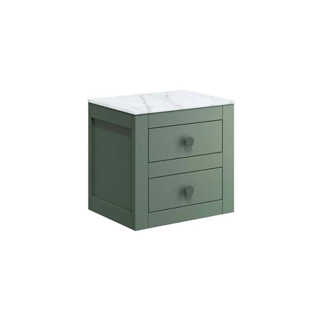 Crosswater Canvass Wall Mounted 2-Drawer Vanity Unit With Carrara Worktop - Sage Green