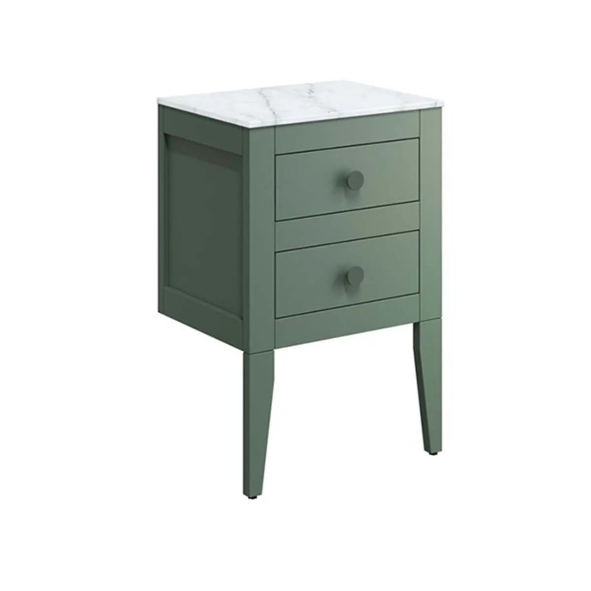 Crosswater Canvass Wall Mounted 2-Drawer Vanity Unit With Carrara Worktop - Sage Green