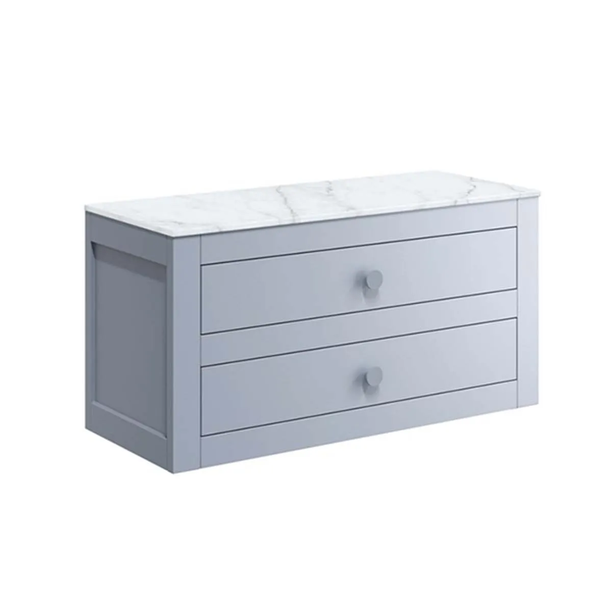 Crosswater Canvass Wall Mounted 2-Drawer Vanity Unit With Carrara Worktop - Storm Grey Matt