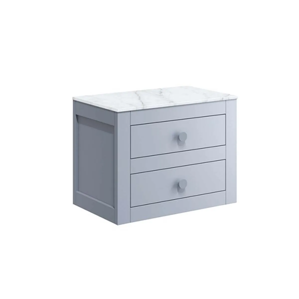 Crosswater Canvass Wall Mounted 2-Drawer Vanity Unit With Carrara Worktop - Storm Grey Matt