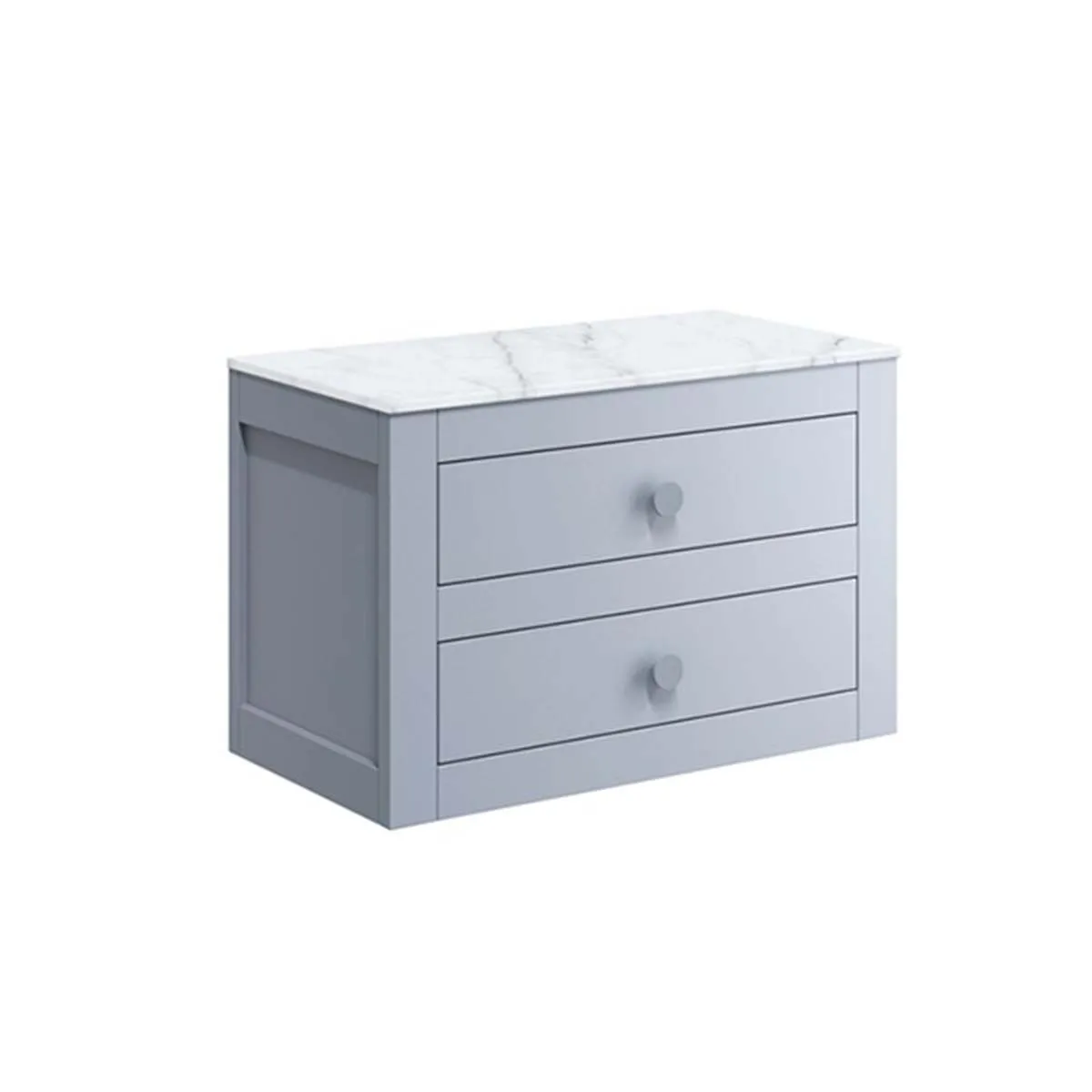 Crosswater Canvass Wall Mounted 2-Drawer Vanity Unit With Carrara Worktop - Storm Grey Matt