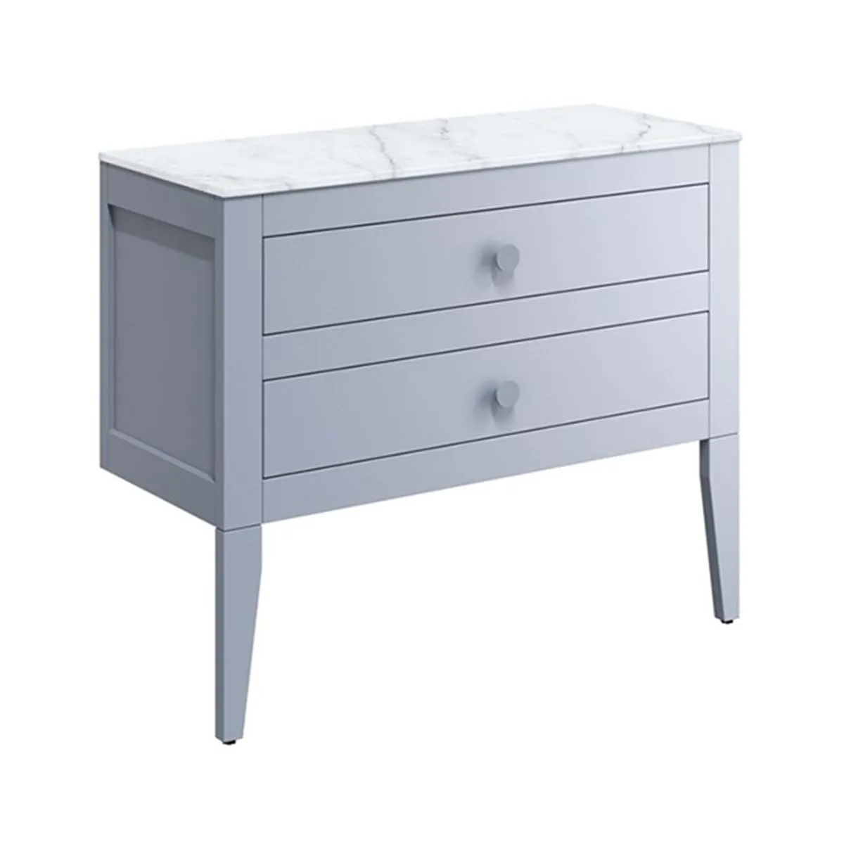 Crosswater Canvass Wall Mounted 2-Drawer Vanity Unit With Carrara Worktop - Storm Grey Matt