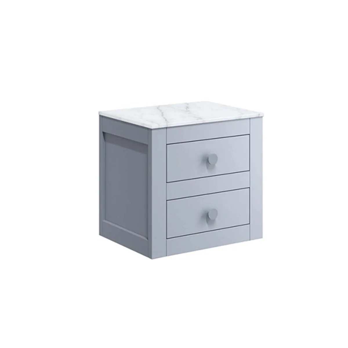 Crosswater Canvass Wall Mounted 2-Drawer Vanity Unit With Carrara Worktop - Storm Grey Matt