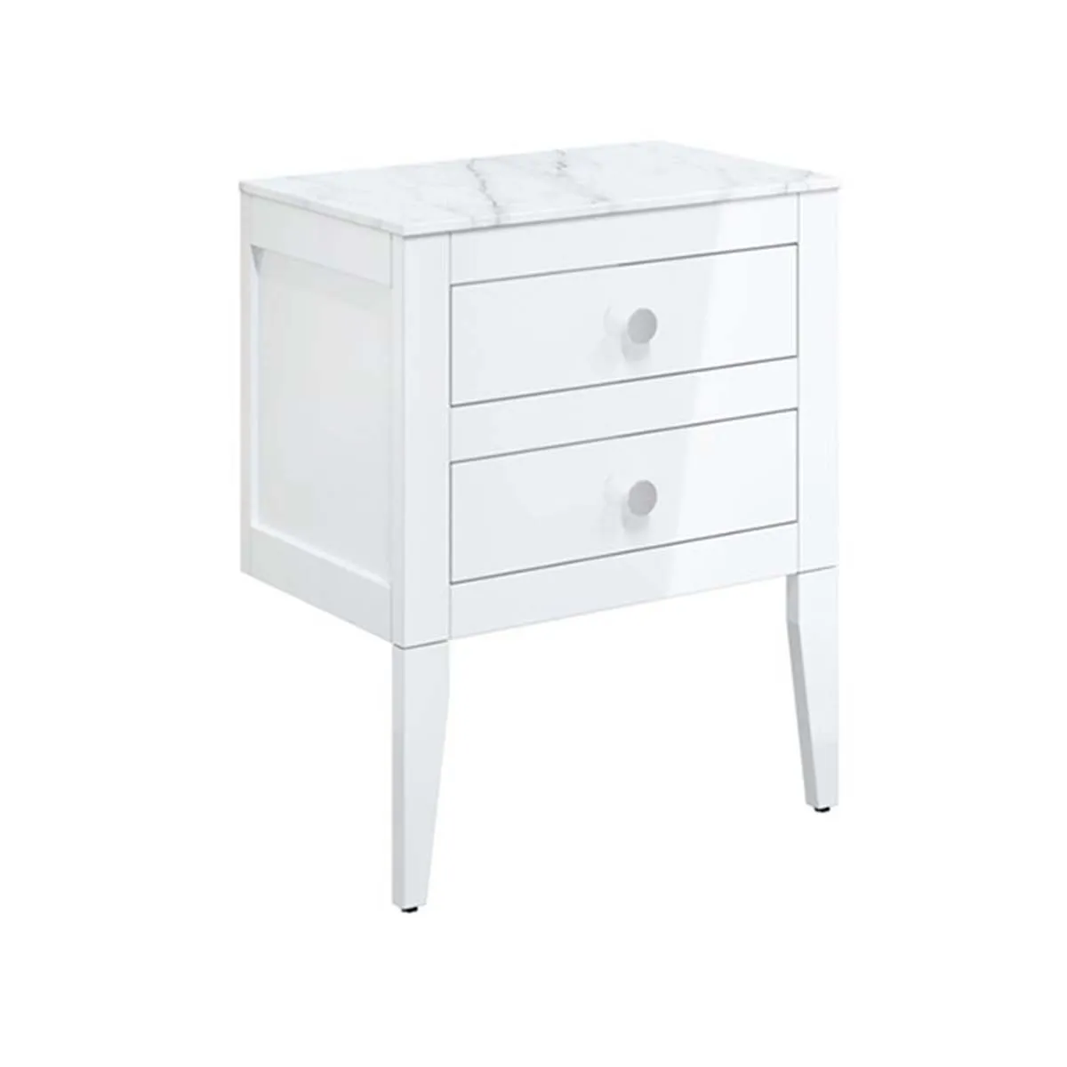 Crosswater Canvass Wall Mounted 2-Drawer Vanity Unit With Carrara Worktop - White Gloss
