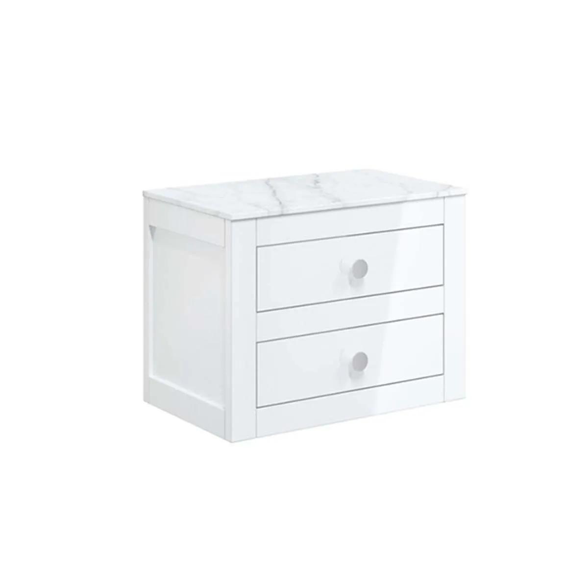 Crosswater Canvass Wall Mounted 2-Drawer Vanity Unit With Carrara Worktop - White Gloss