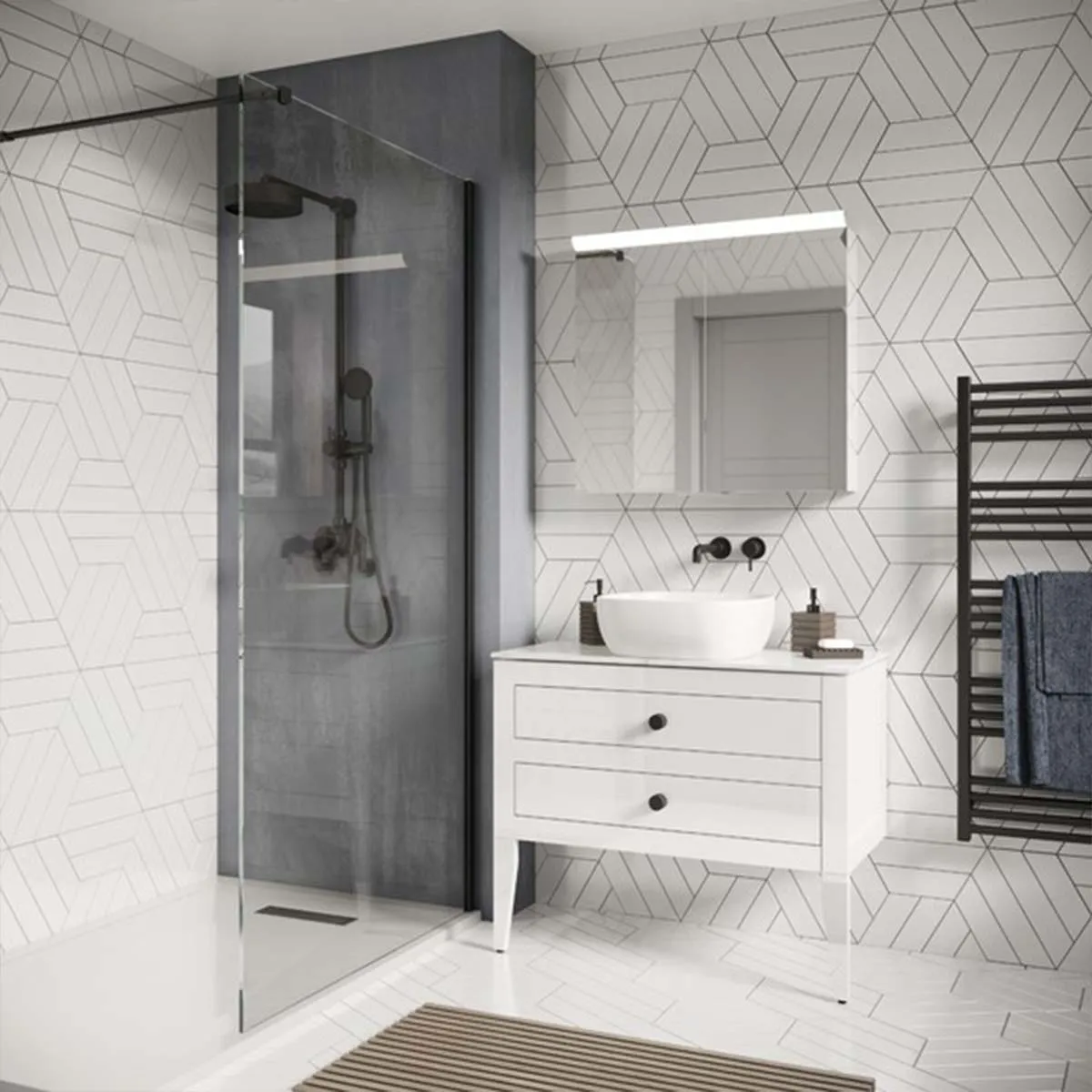 Crosswater Canvass Wall Mounted 2-Drawer Vanity Unit With Carrara Worktop - White Gloss
